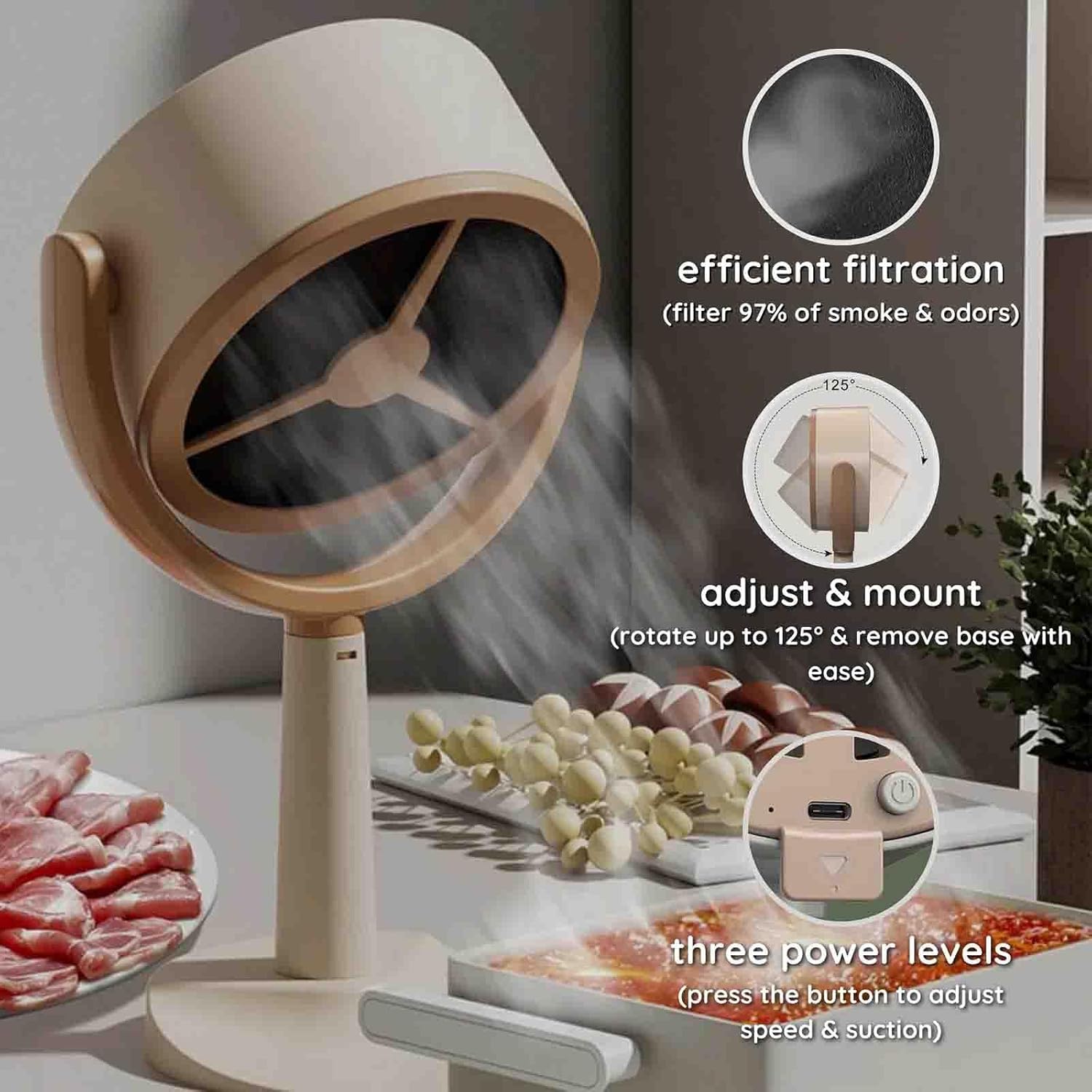 Lorivu – Purificador de humo portátil, purificador de humo Lorivu, campana extractora portátil Lorivu, extractor de cocina portátil, mini campana