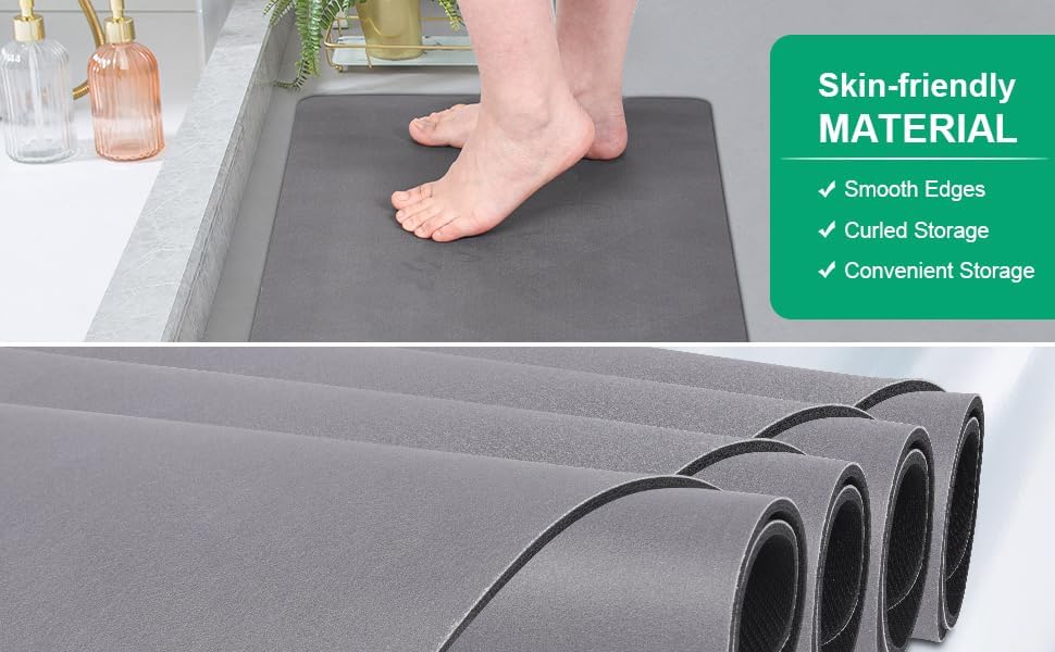 Alfombra de baño súper absorbente, antideslizante, alfombra de baño grande de diatomeas Darth, alfombra de baño para bañera, ducha, baño, piso de 18