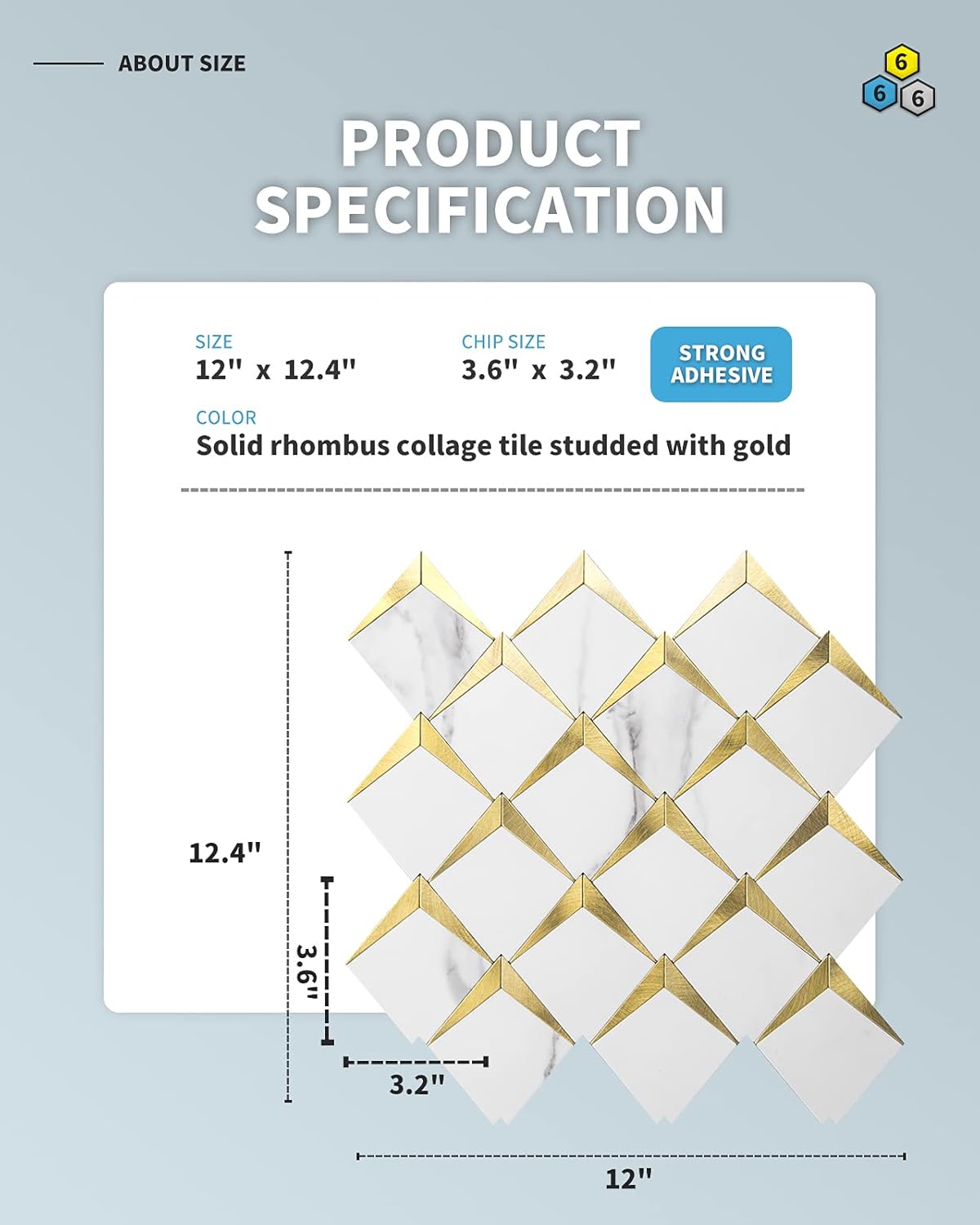 Art3d 10 hojas para despegar y pegar para decoración de cocina, azulejos de mosaico de diamante autoadhesivos para chimenea y baño