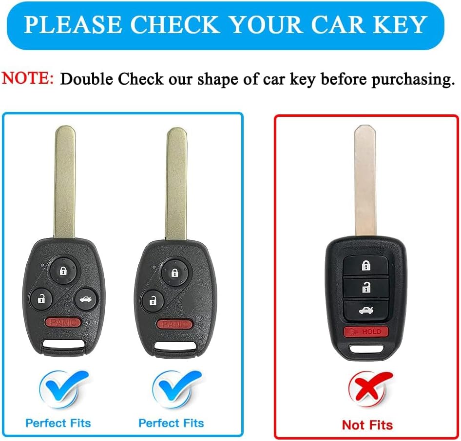 MILD EAST Funda para llavero Honda con llavero, funda protectora para llave de automóvil para Honda Accord 2003-2012  Civic 2006-2013  Pilot
