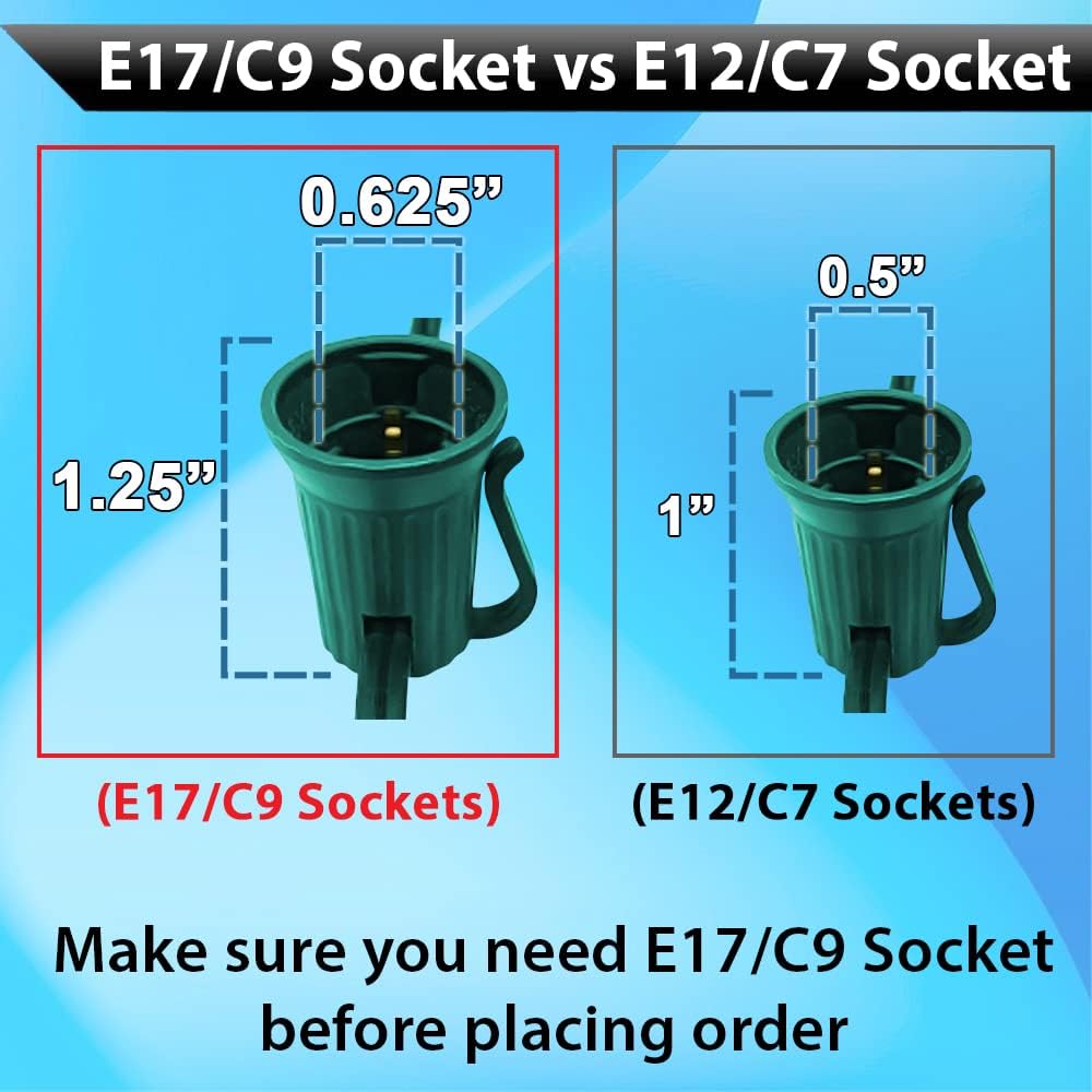 MIK Solutions Carrete de Navidad C9 de 1000 pies, alambre verde con carrete a granel, espacio de 12 pulgadas, base intermedia (C9E17), SPT-1 (1000,