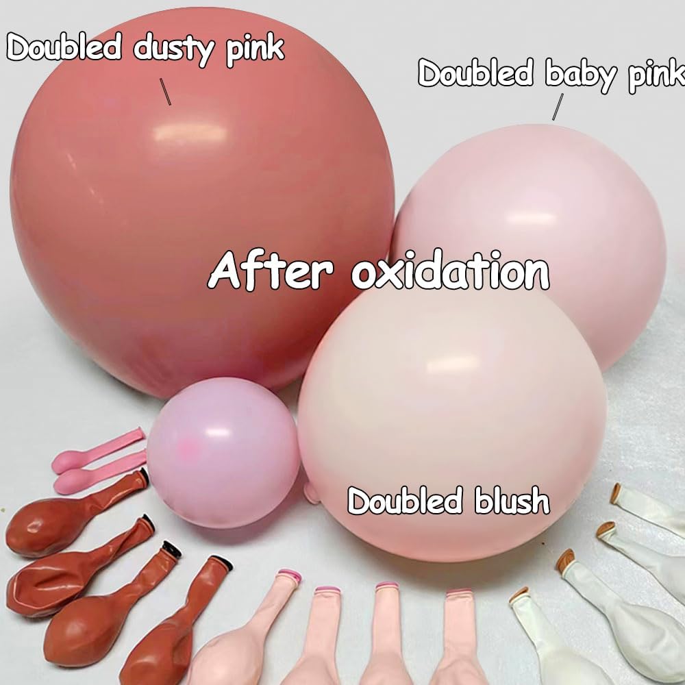 Guirnalda de globos de color rosa polvoriento de doble relleno, globos de látex rosa rosa, kit de arco de globos rosa pastel para boda, baby shower,
