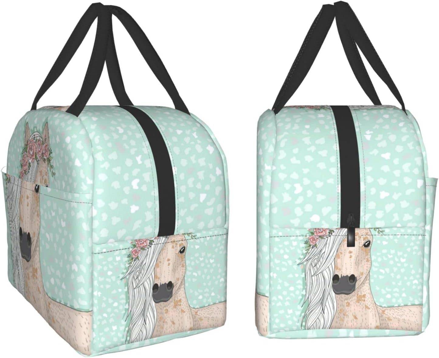 Bolsas de almuerzo para mujer, con aislamiento térmico y reutilizable, con diseño de caballo, bolsa de almuerzo para el trabajo, picnic al aire