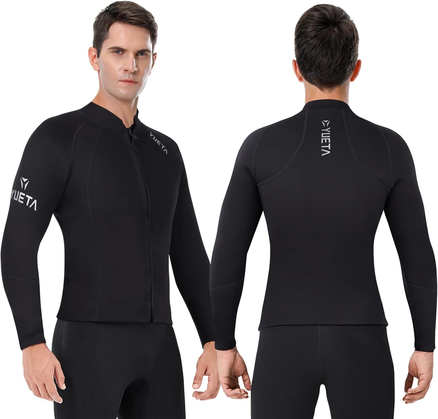 Wenlia Mens Wetsuits Top  2mm Neoprene Jacket  Ultra Stretchy & Warmth  Easy Entry Front Zip – YKK  Surfing Snorkeling – All Watersports