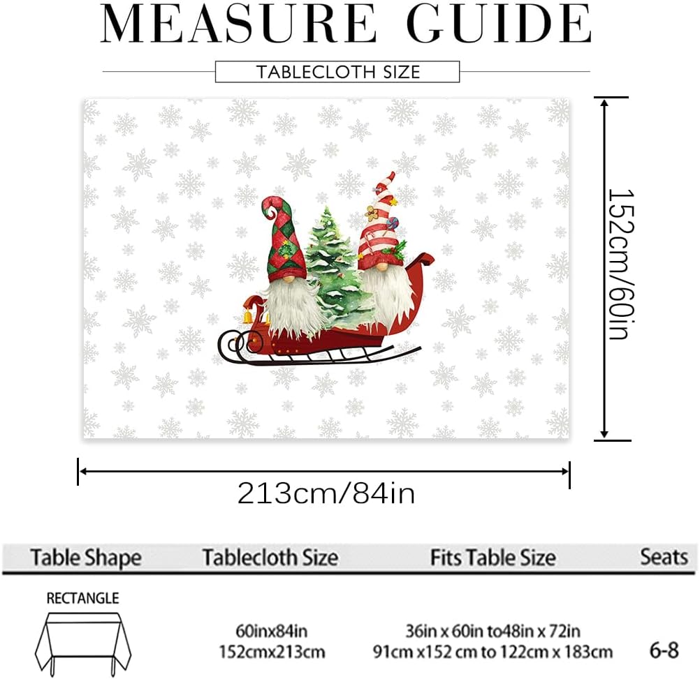 Lepuho – Mantel rectangular de Navidad de 60 x 84 pulgadas, mantel de Navidad con Papá Noel, nieve, impermeable, resistente a las manchas y a las