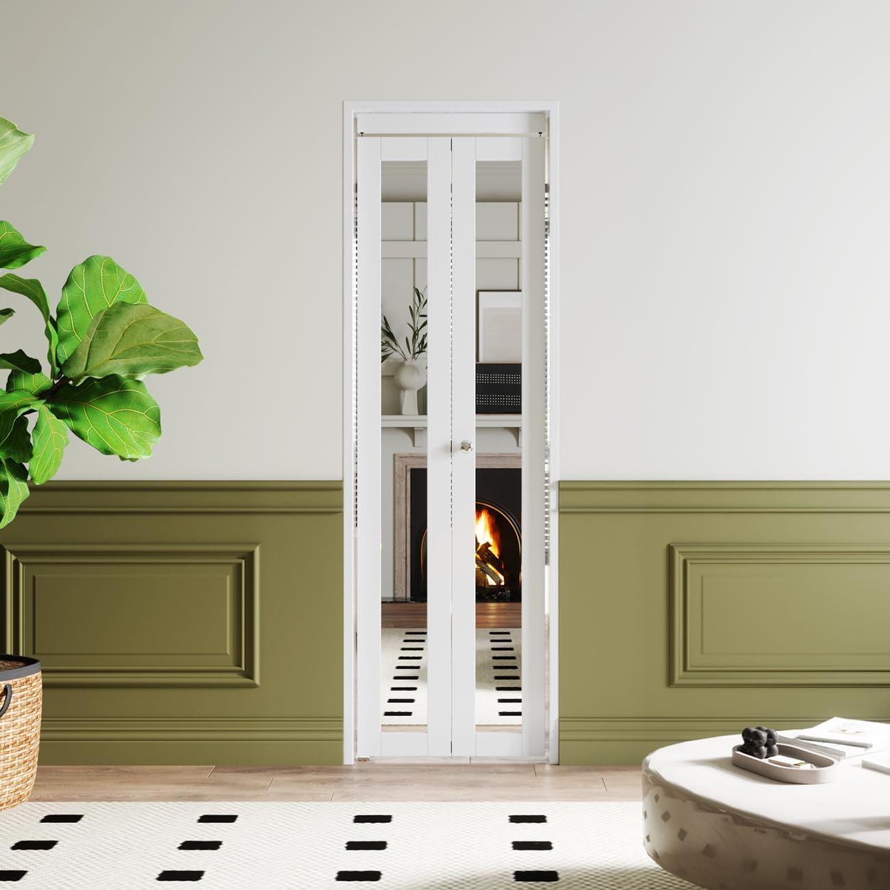 BARNER HOME Puertas doblables, puertas de armario de un espejo para 24 pulgadas x 80 pulgadas. Apertura, puertas plegables para armario con kits de