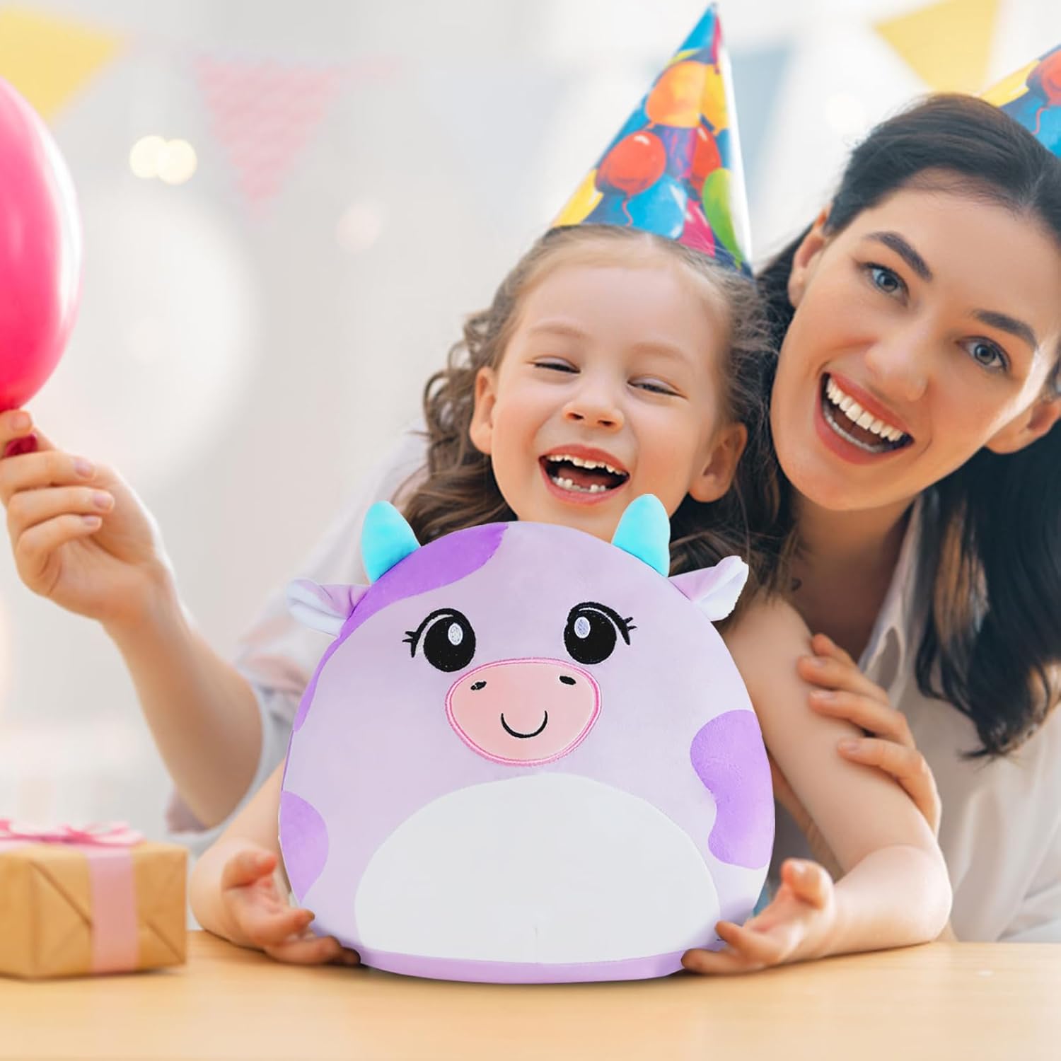 Almohada de felpa de vaca de 12 pulgadas, felpa ultrasuave, juego de almohada de peluche suave Kawaii para niños y niñas, animal de peluche de vaca,