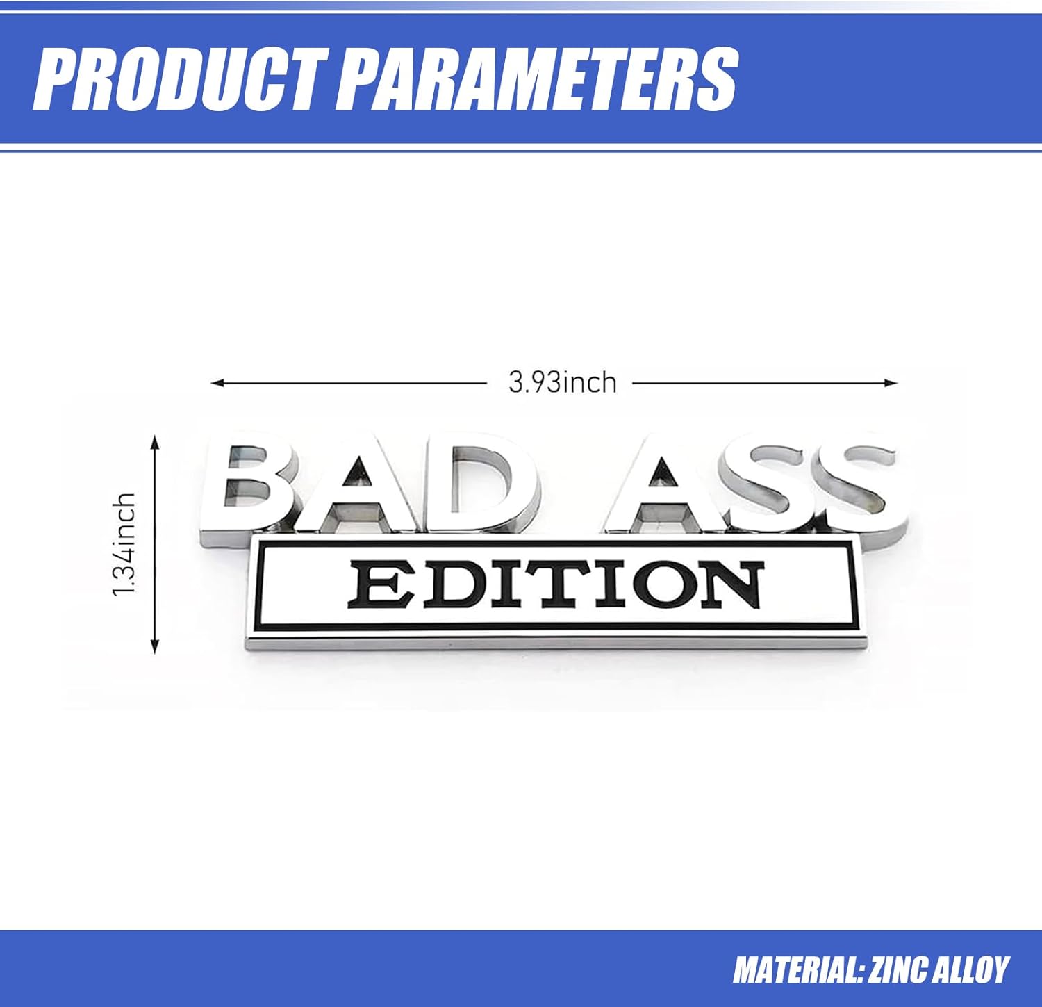 ZBGUN Pack-1 Car Trunk Decal, 3.93″ x 1.33″ Bad Ass Edition Metal Anti-Scratch Anti-Rust Personalized Badge Decoration, Car Body Front Grille