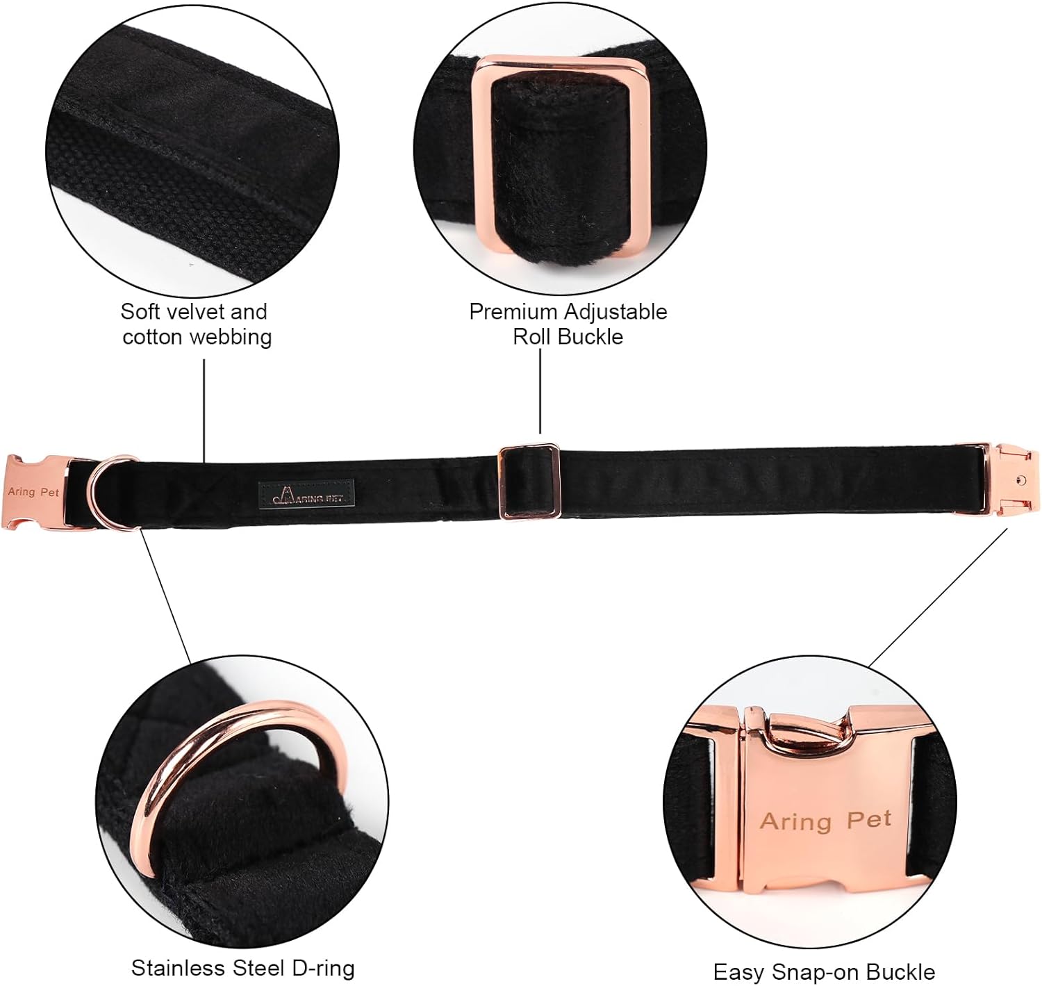 ARING PET Collar de perro con corbatín, collares de terciopelo para perros con corbata de moño extraíble, collar ajustable para perros hembras y