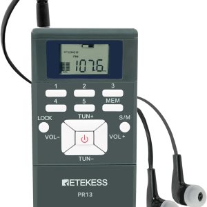 Retekess PR13 Radio FM portátil, receptor de radio FM de bolsillo, batería AAA, mini radio estéreo personal con auriculares y llave de bloqueo para Retekess PR13 Radio FM portátil, receptor de radio FM de bolsillo, batería AAA, mini radio estéreo personal con auriculares y llave de bloqueo para
