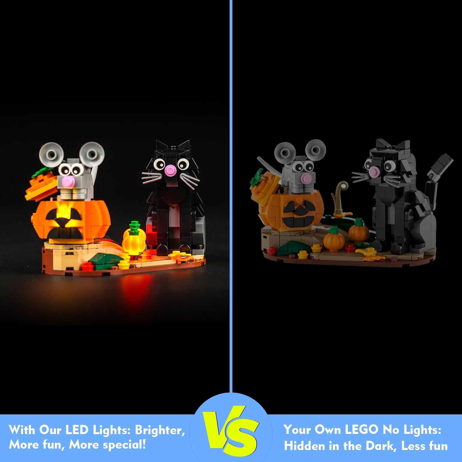 Kit de luces LED para Lego Halloween Cat and Mouse 40570, juego de iluminación de calabaza mejorado, accesorios compatibles con Lego 40570 juego de