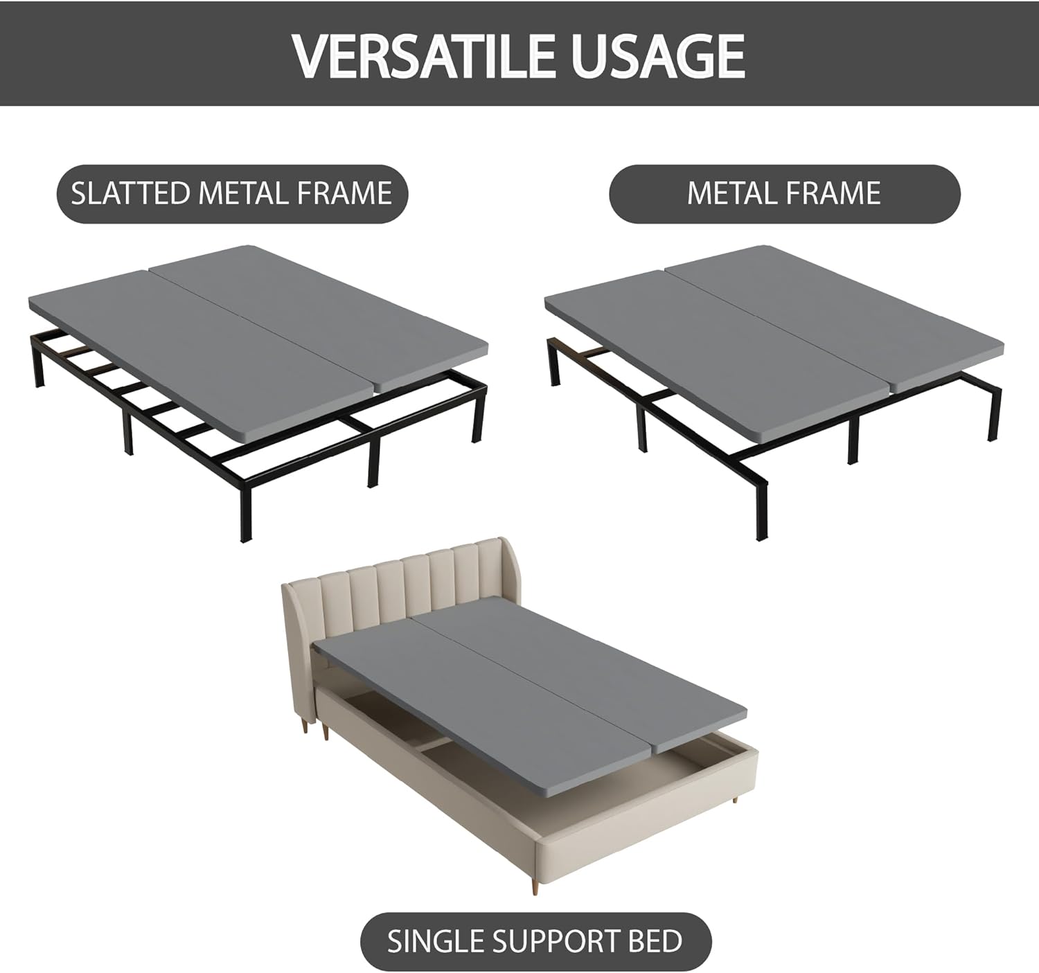 Greaton, Tabla dividida de 1.5 pulgadas para colchónsoporte de cama, totalmente montada, comodidad y apoyo mejorados, individual XL, gris
