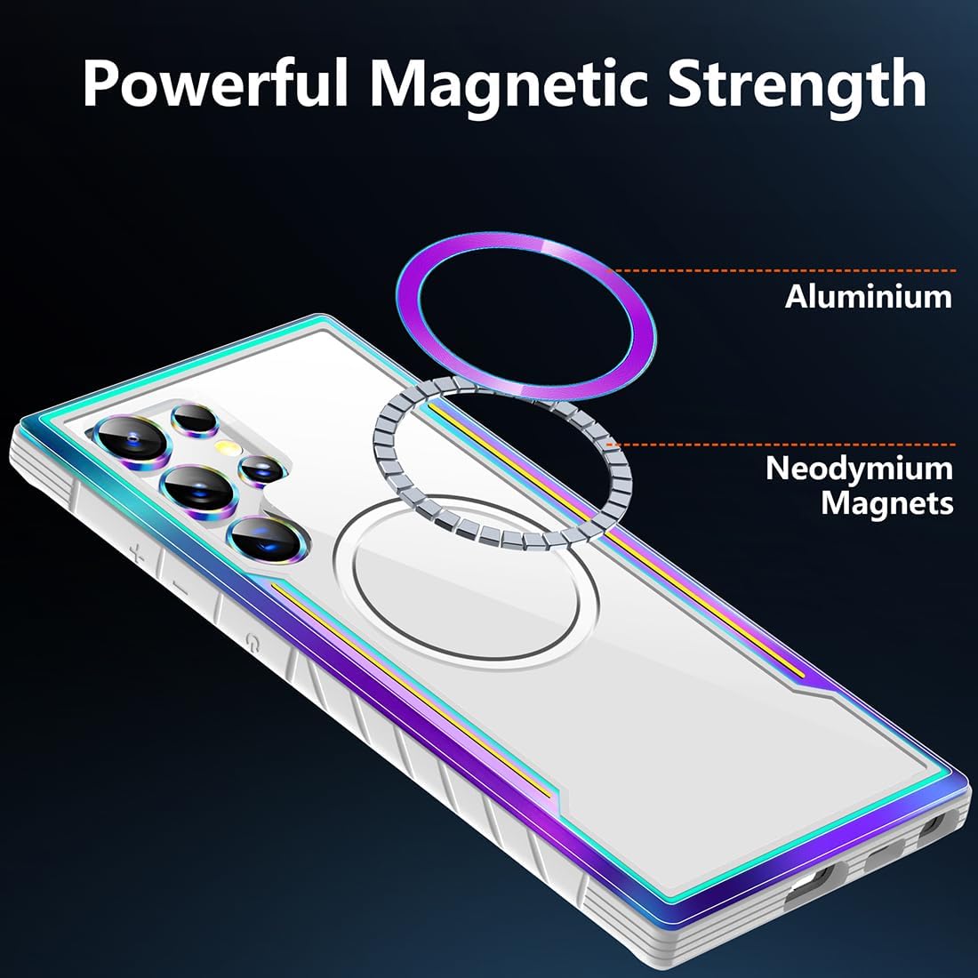 TIANNIUKE Funda magnética para Samsung Galaxy S23 Ultra, con protector de lente de cámara compatible con MagSafe, funda de silicona metálica a