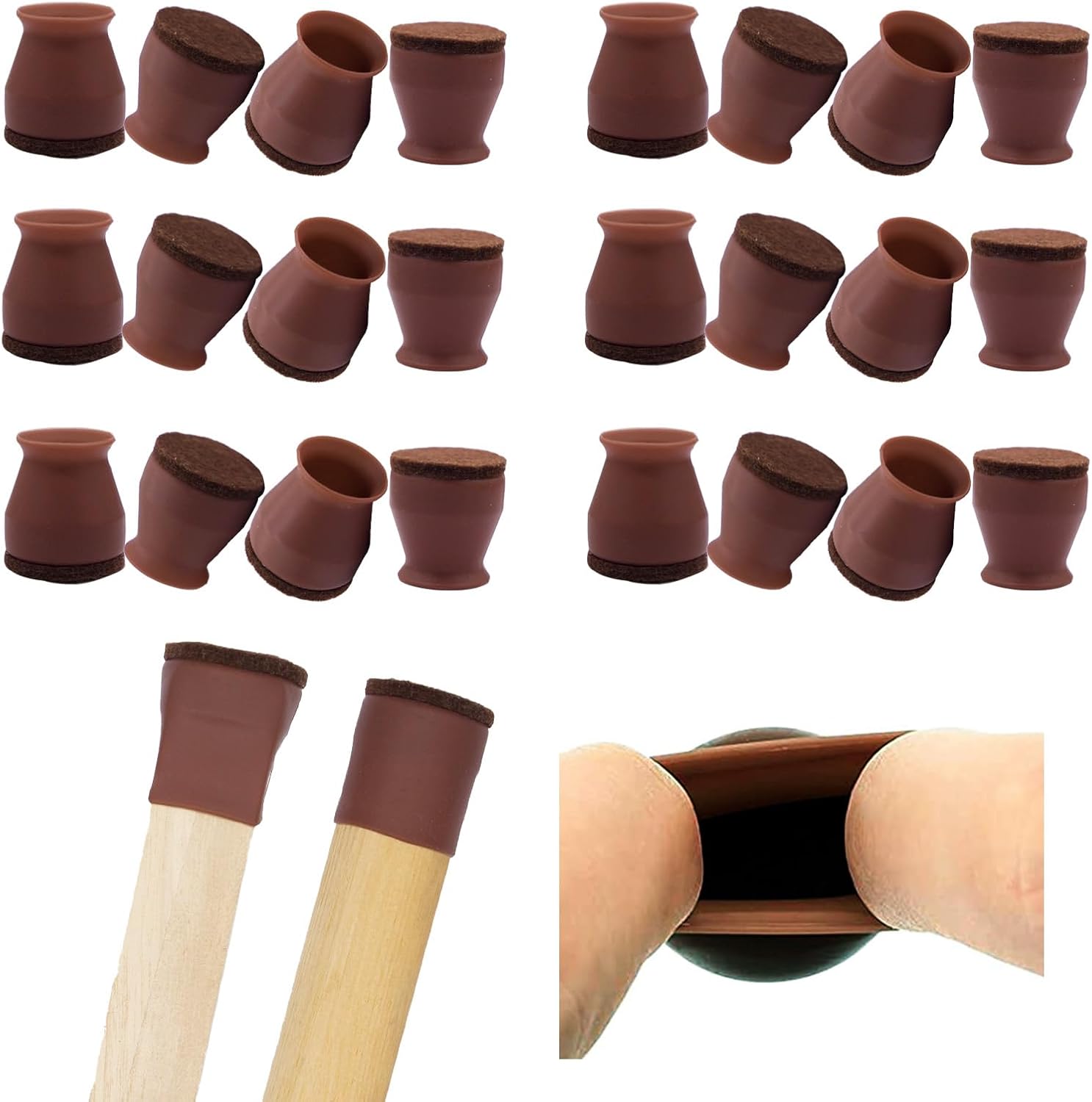 Protectores de suelo de silicona pequeños para patas de silla, para patas de silla de 0.8 a 1.3 pulgadas, tapas de patas de silla, fundas para patas