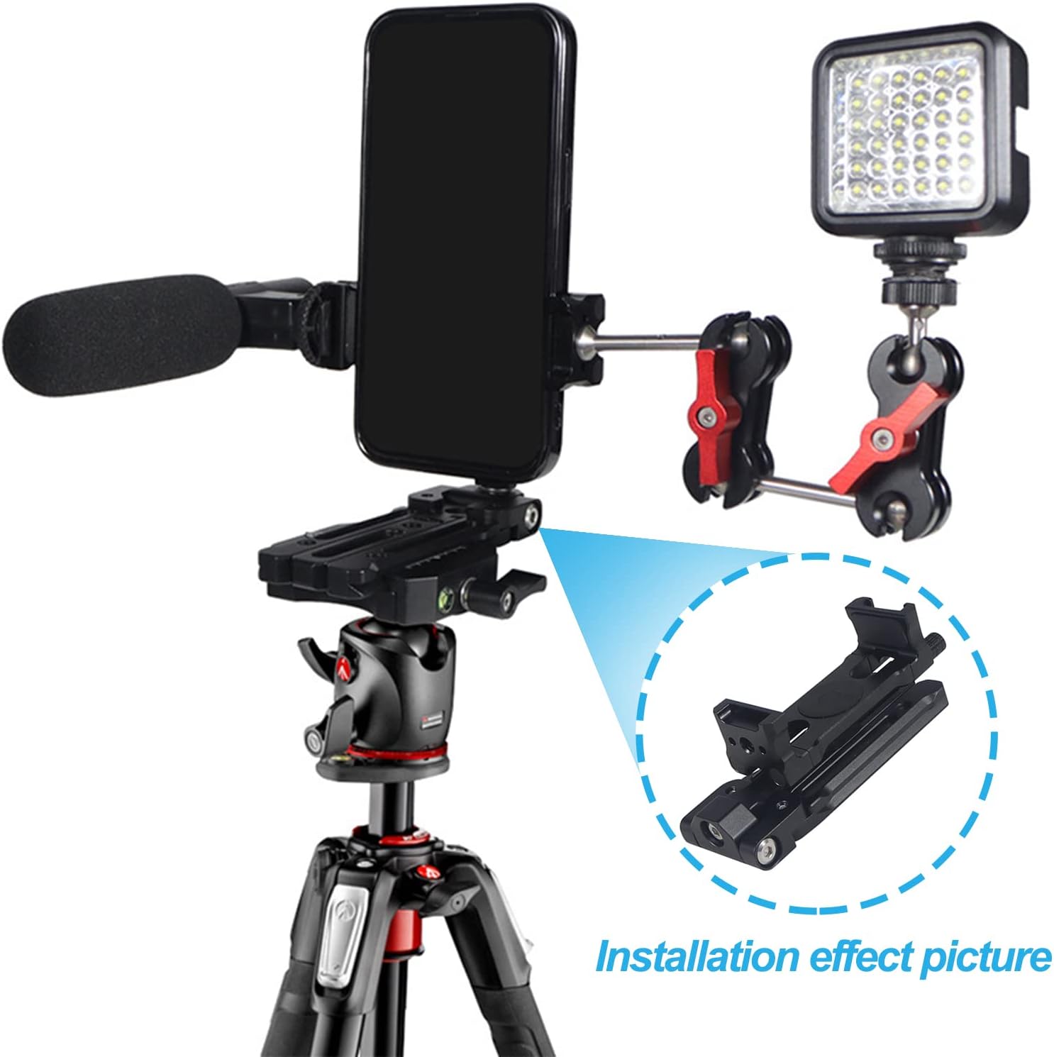 Soporte para trípode de escritorio Soporte de clip para teléfono Adaptador plegable giratorio de 360  para teléfono Cámara SLR Accesorios de