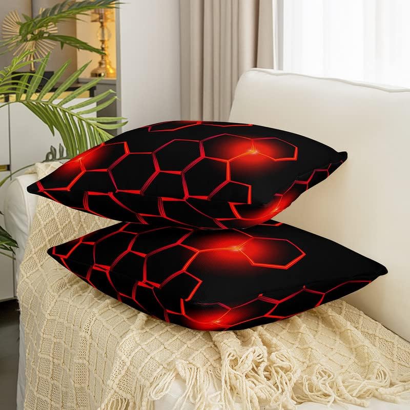 Fundas de cojín de panal de abeja, fundas de cojín geométricas modernas con temática hexagonal de 18 x 18 pulgadas, juego de 2 fundas de almohada
