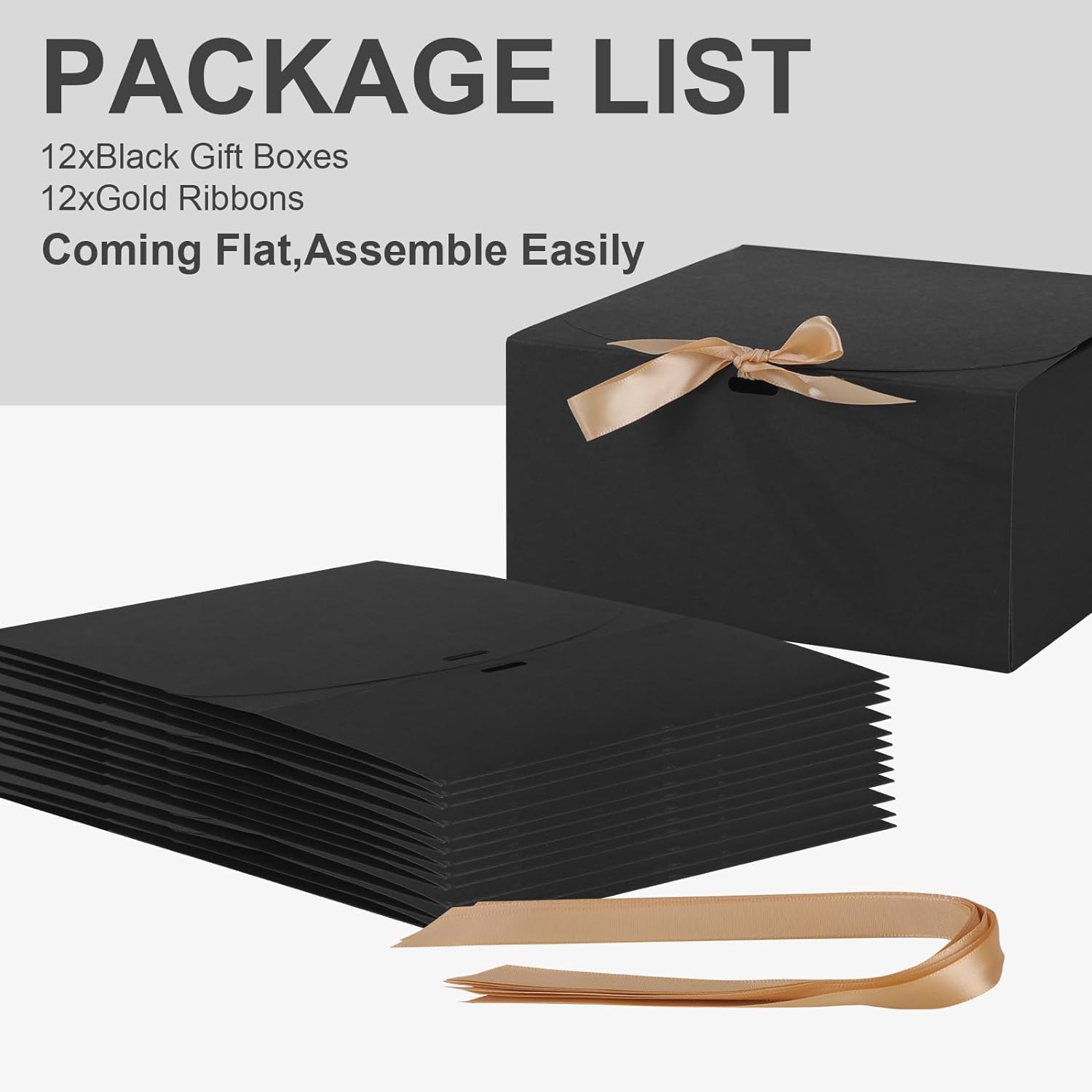 Paquete de 12 cajas de regalo con tapas, cajas de regalo con tapas a granel, caja de propuesta de dama de honor con cinta, cajas de regalo para