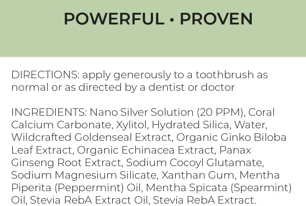 Optivida – Pasta de dientes coloidal de coral plateado  Pasta de dientes de calcio, xilitol y menta 20 ppm Nano Silver – Encías saludables – Sin