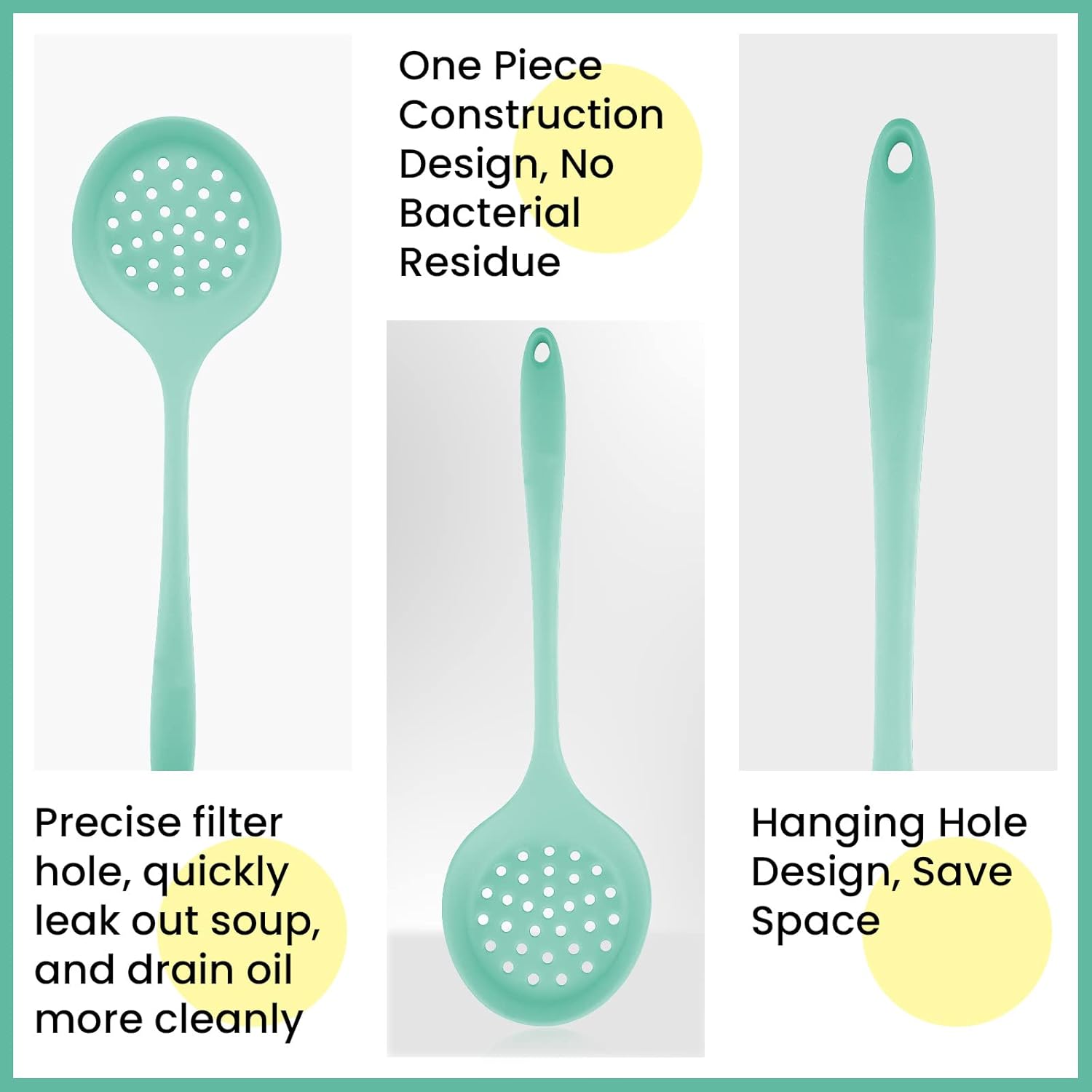 Cuchara ranurada de silicona, cuchara coladora, cuchara espumadora, cucharas ranuradas para cocinar, colador de silicona antiadherente, cuchara de