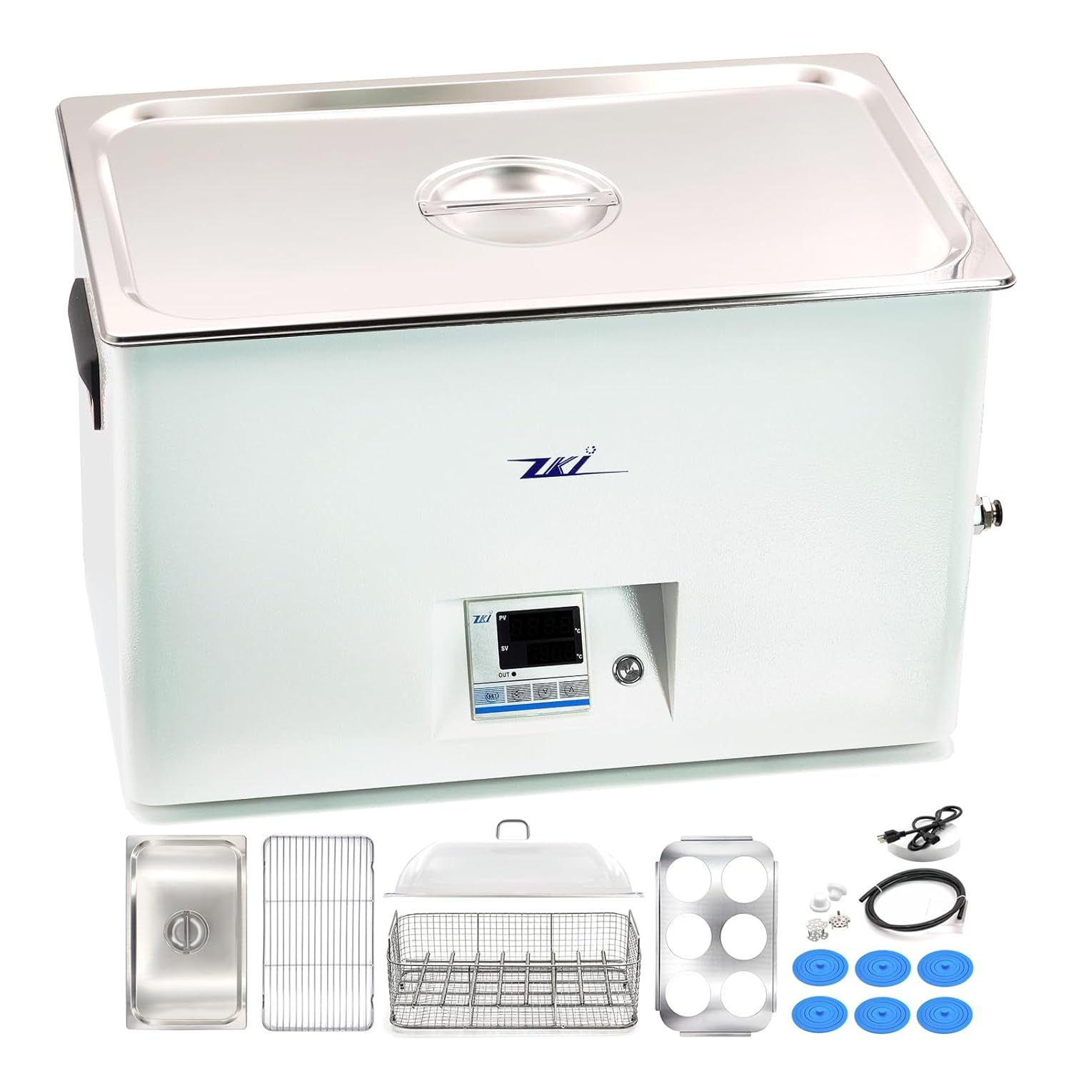 Baño de agua de laboratorio digital de 20 L, 110 V1500 W, precisión de  32.4 F y resolución de 32.2 F, tanque de acero inoxidable duradero con 14