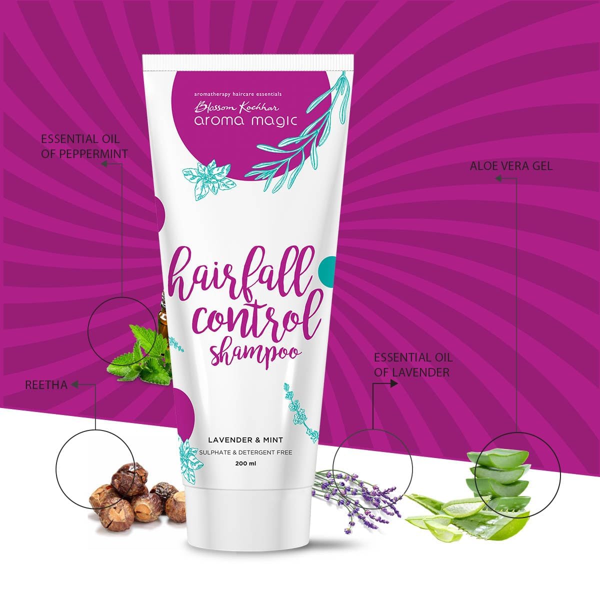 Champú de control de caídas para el cabello, 6.76 onzas líquidas (6.8 fl oz), con menta, champú hidratante anti pérdida de cabello para