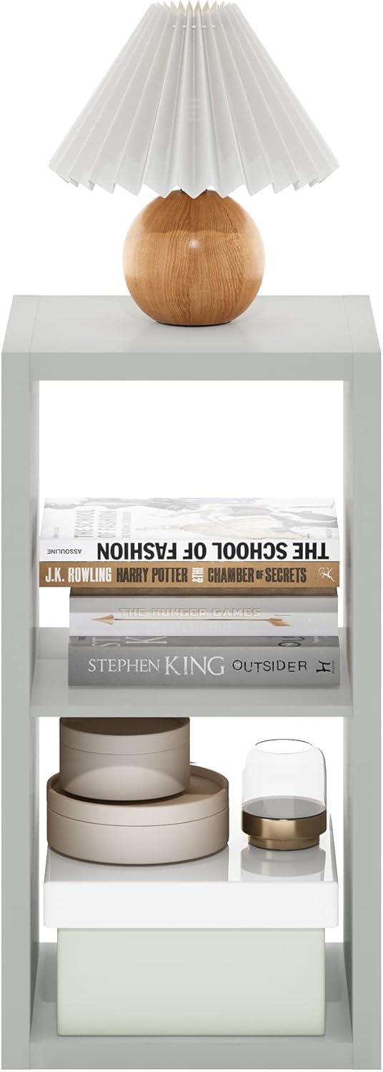 Furinno Organizador de almacenamiento de cubos decorativos con parte trasera abierta, 2, color gris claro