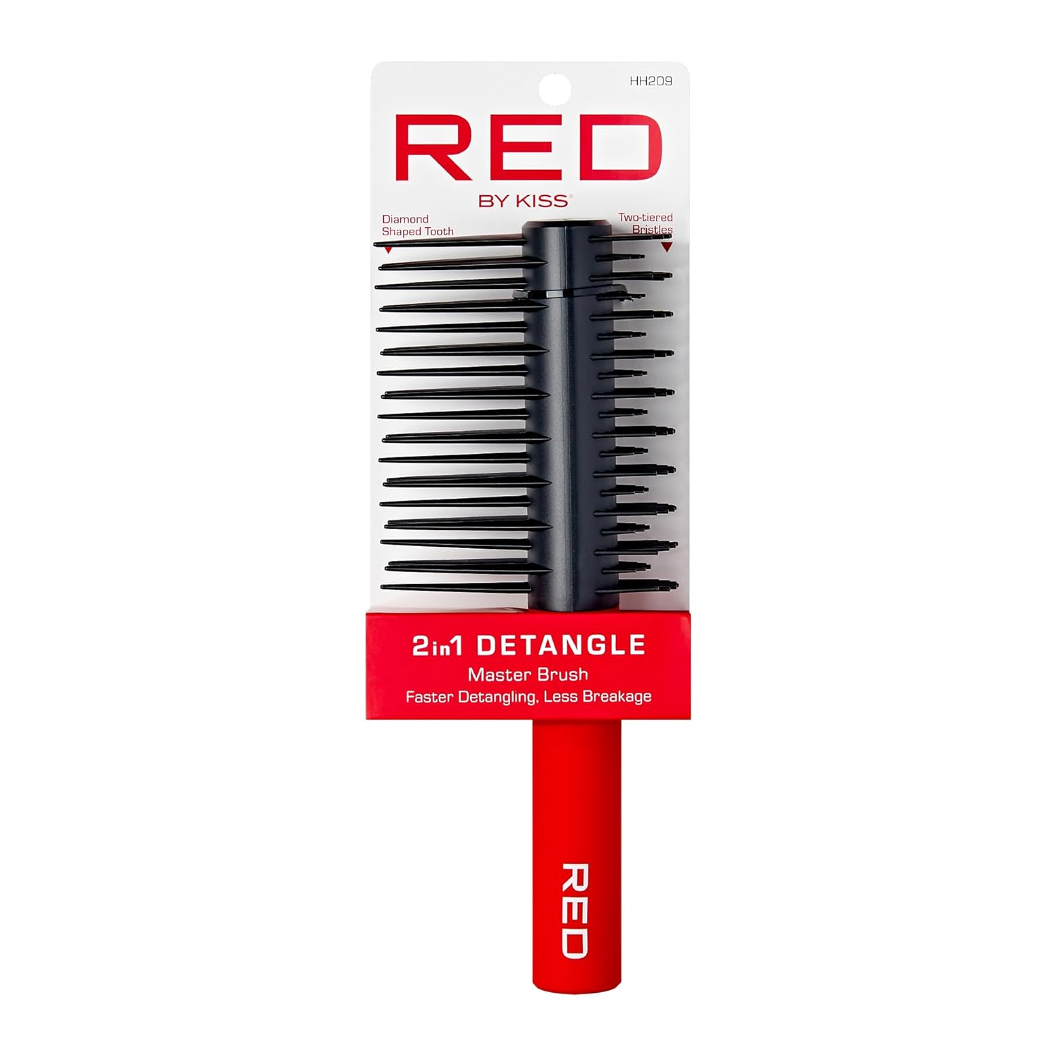 RED by Kiss Cepillo desenredante para mujeres, hombres y niños, desenredante para alisar el cabello rizado, natural, liso, afro, húmedo o seco, se