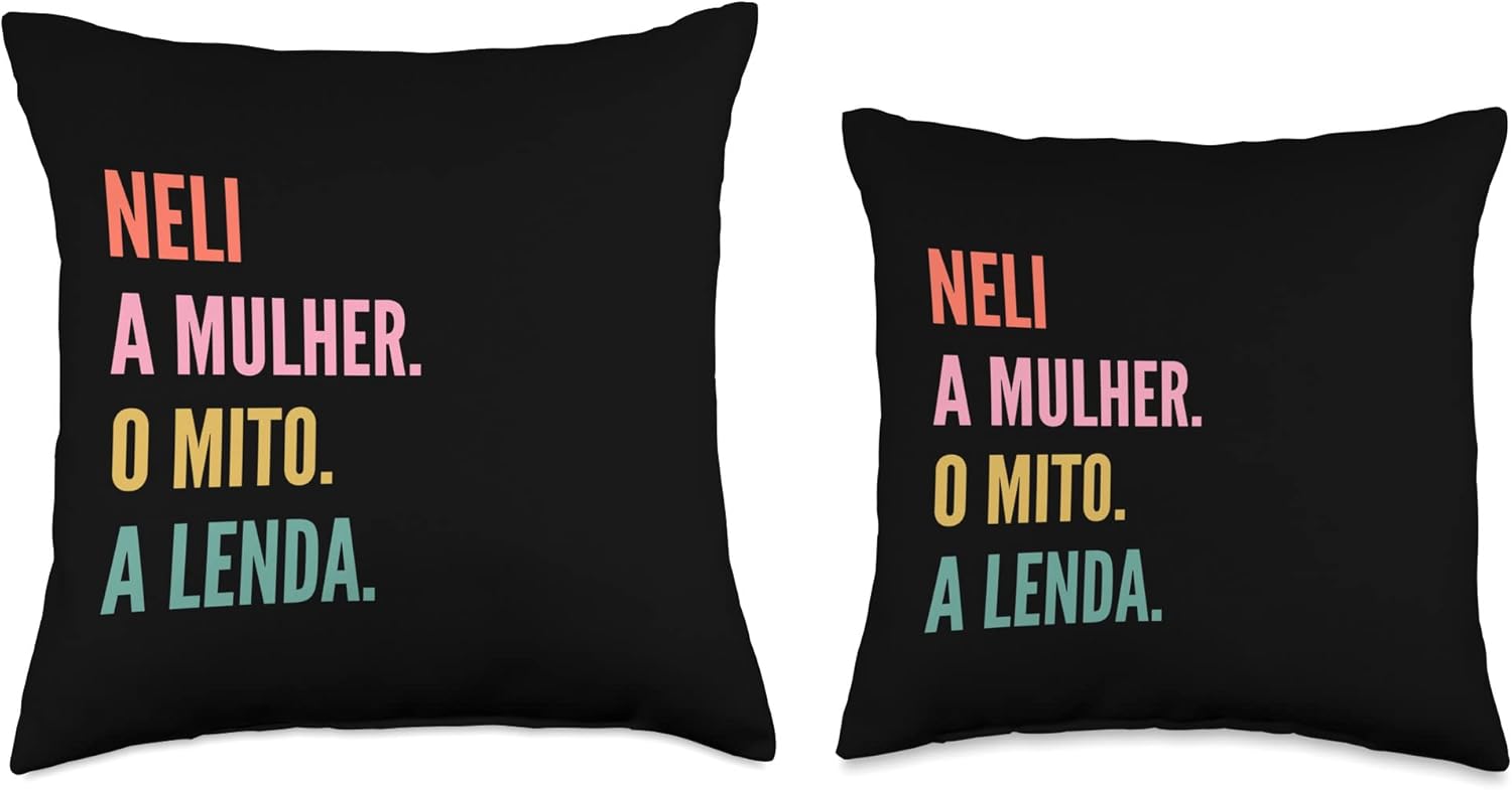 Designs De Nomes Engraçados Para Mulher Funny Portuguese First Name Design-Neli Throw Pillow, 18×18, Multicolor