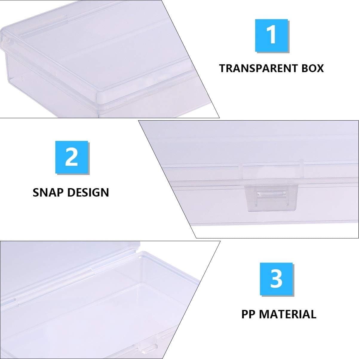 EXCEART Caja de almacenamiento rectangular de plástico transparente, caja de joyería transparente, contenedor práctico, contenedor de plástico para