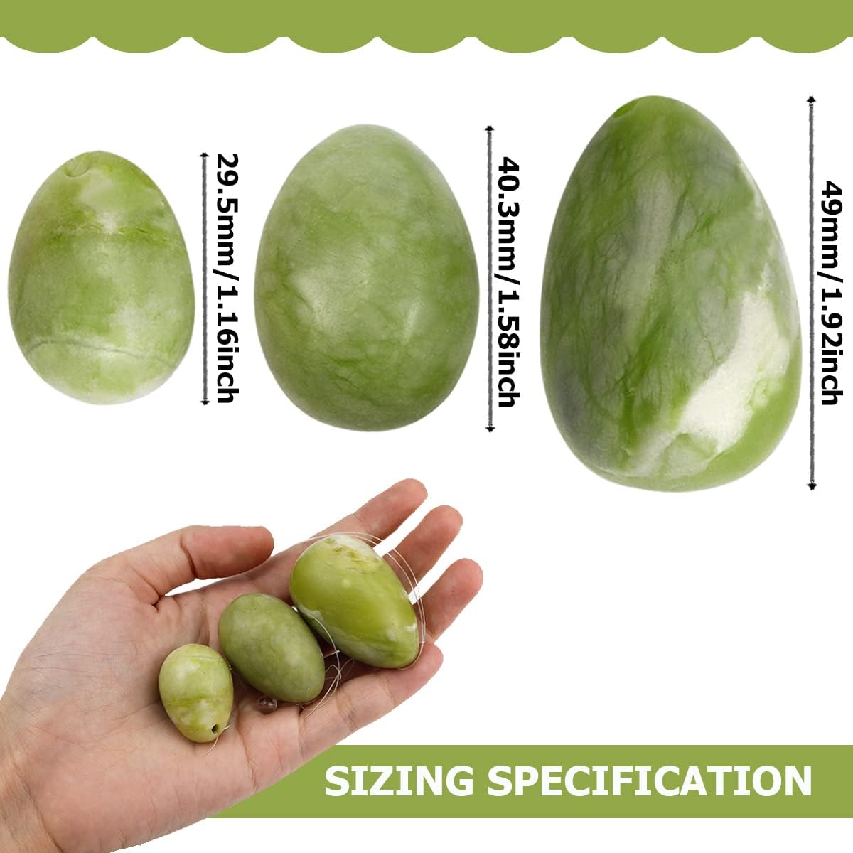 FERCAISH Juego de piedras de masaje de huevos, 3 piezas de piedra natural de masaje, bolas de liberación de ejercicio para el estrés para mujeres