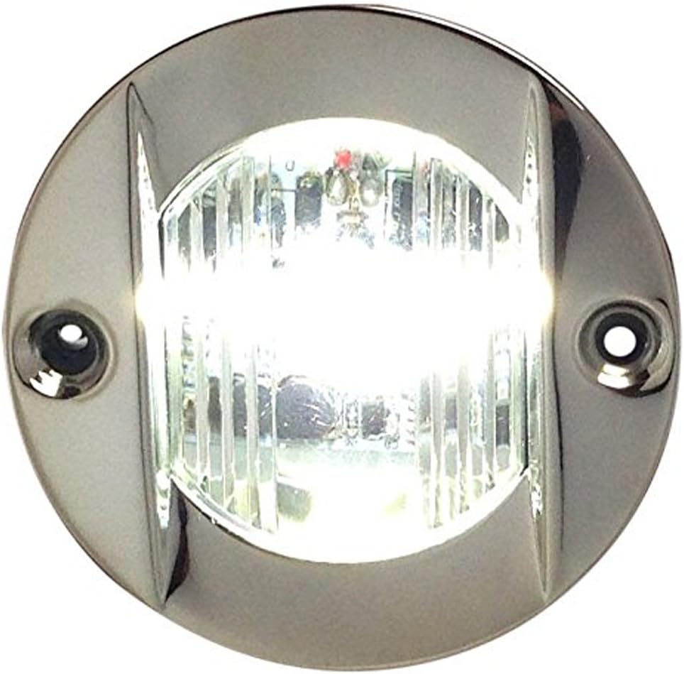 Pactrade Marine Barco 3 pulgadas redondo popa interior luz LED popa ancla luz de acero inoxidable a prueba de salpicaduras montaje empotrado para