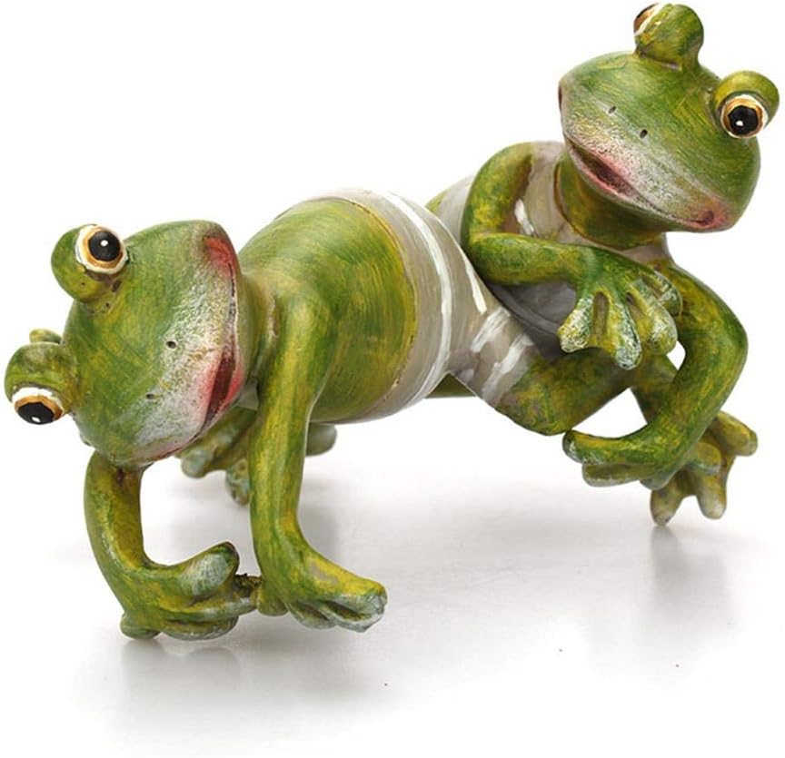 NMFIN Paquete de 4 estatuas de jardín de ranas, esculturas de ranas 3D para exteriores, escultura de animales lindos de resina, arte de patio y