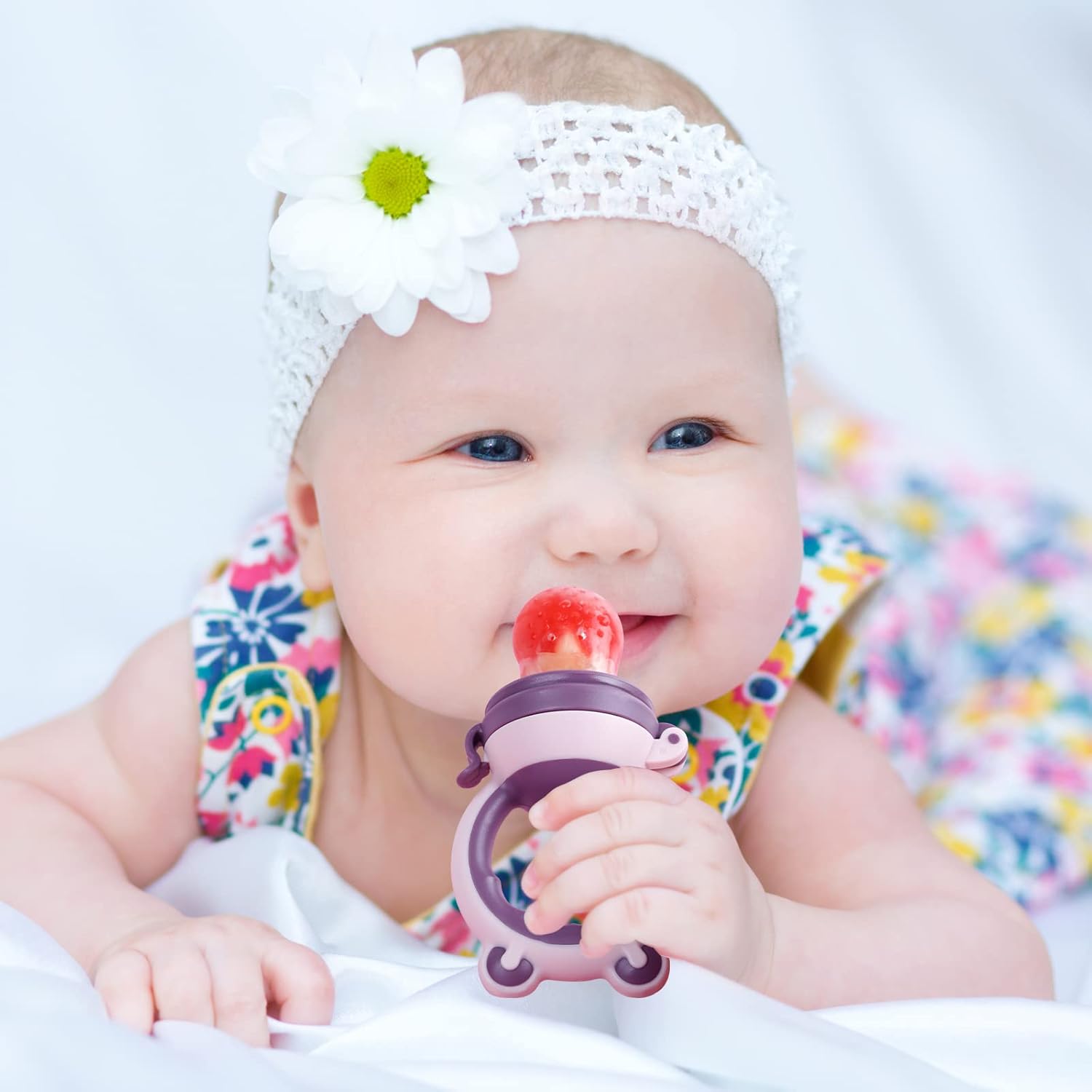Comedero de alimentos frescos para bebés, chupete de frutas, paquete de 2 juguetes de dentición para bebés de 3 a 24 meses, mordedor con congelador