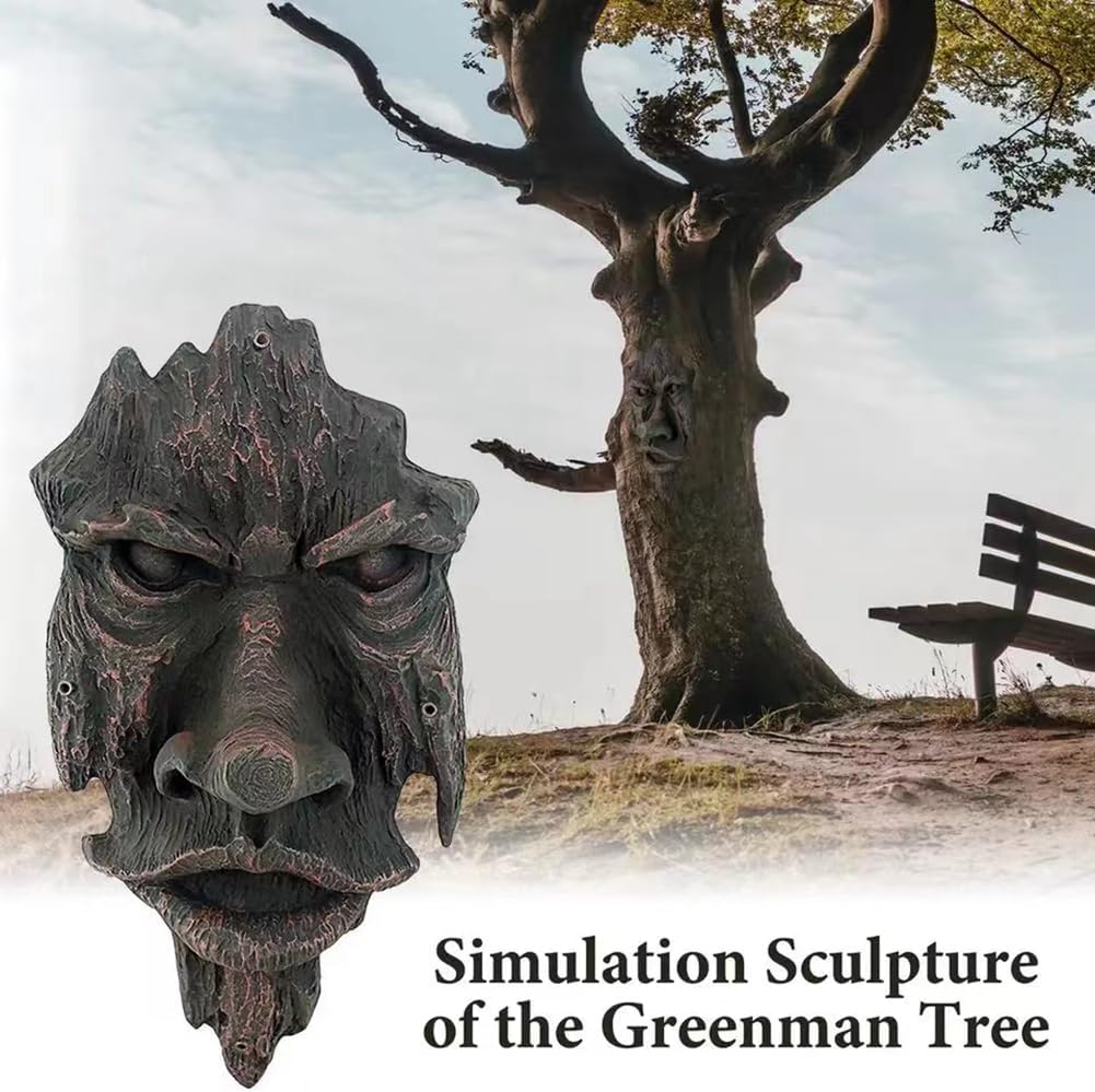 Decoración de caras de árbol al aire libre, características faciales falsas, decoración de patio, jardín, estatua de árbol, decoración de jardín,