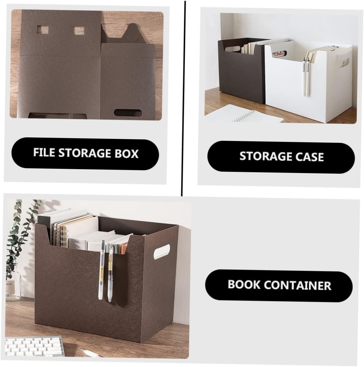 EXCEART Caja de almacenamiento de 4 piezas, organizador de archivos, cestas plegables para estantes de escritorio, organizador de oficina, cesta