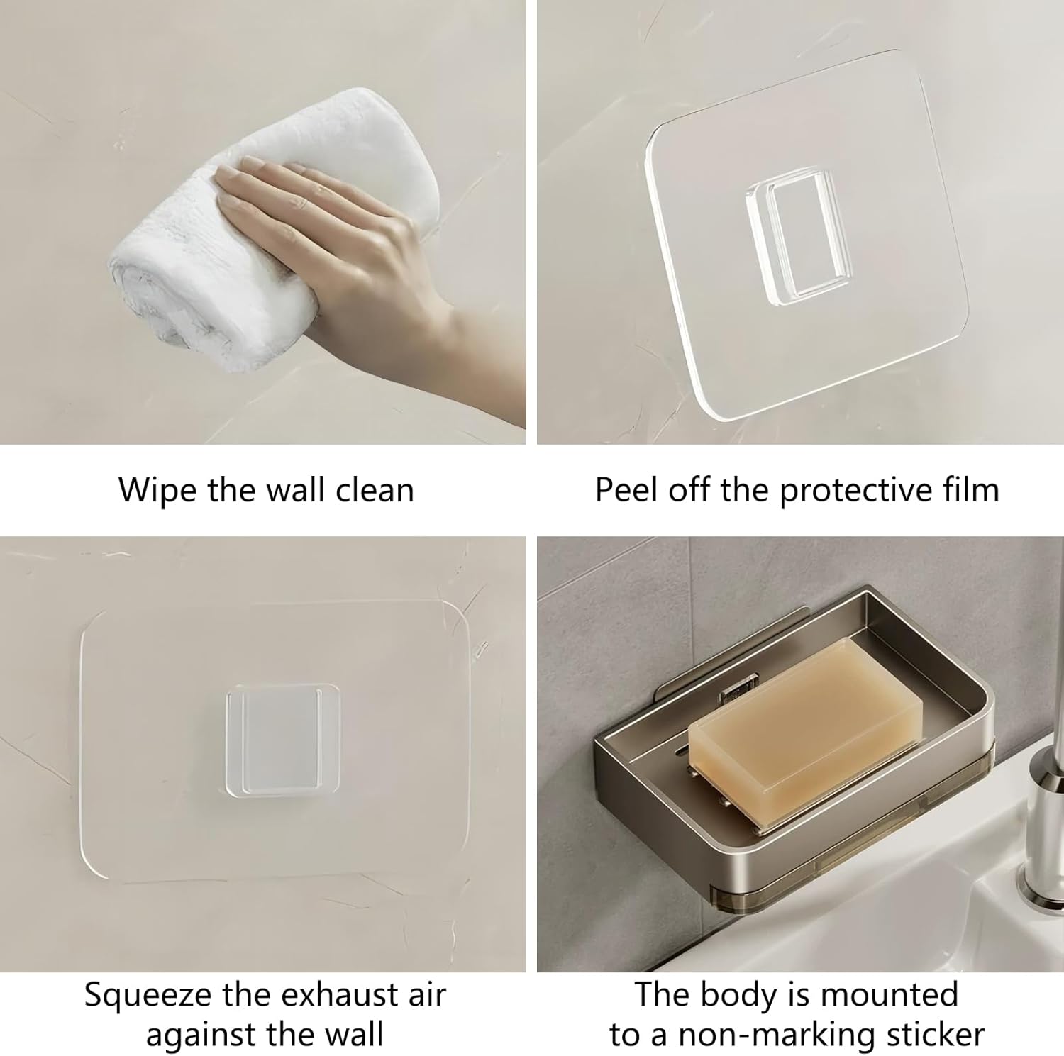 DASITON Soporte para jabonera impermeable con adhesivo fuerte para montaje en pared, hecho de material de aluminio espacial, material de aluminio