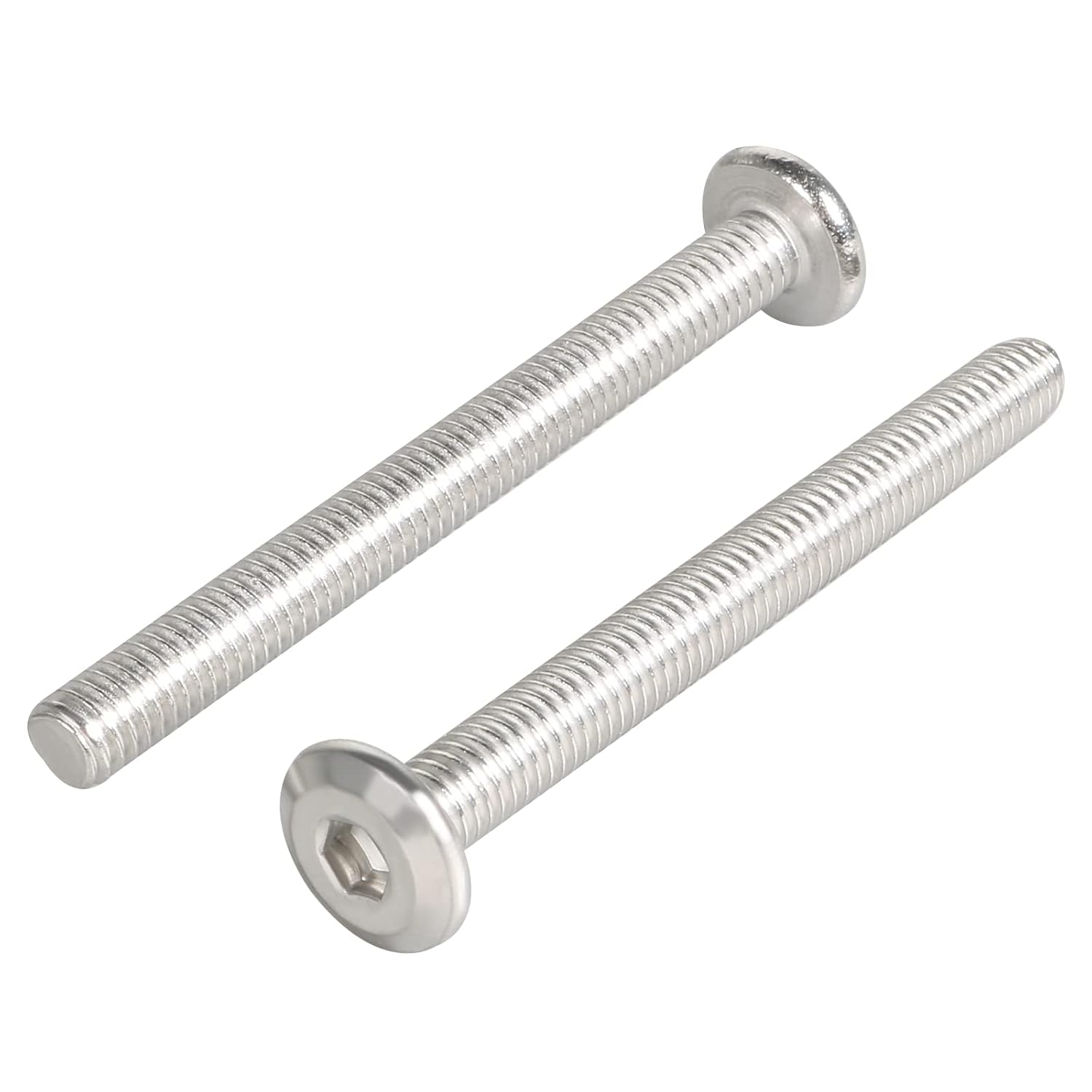 10 tornillos hexagonales de cabeza redonda plana M6-0.039 x 2.362 in, tornillos de conexión de acero inoxidable 304, tornillos para muebles, camas,