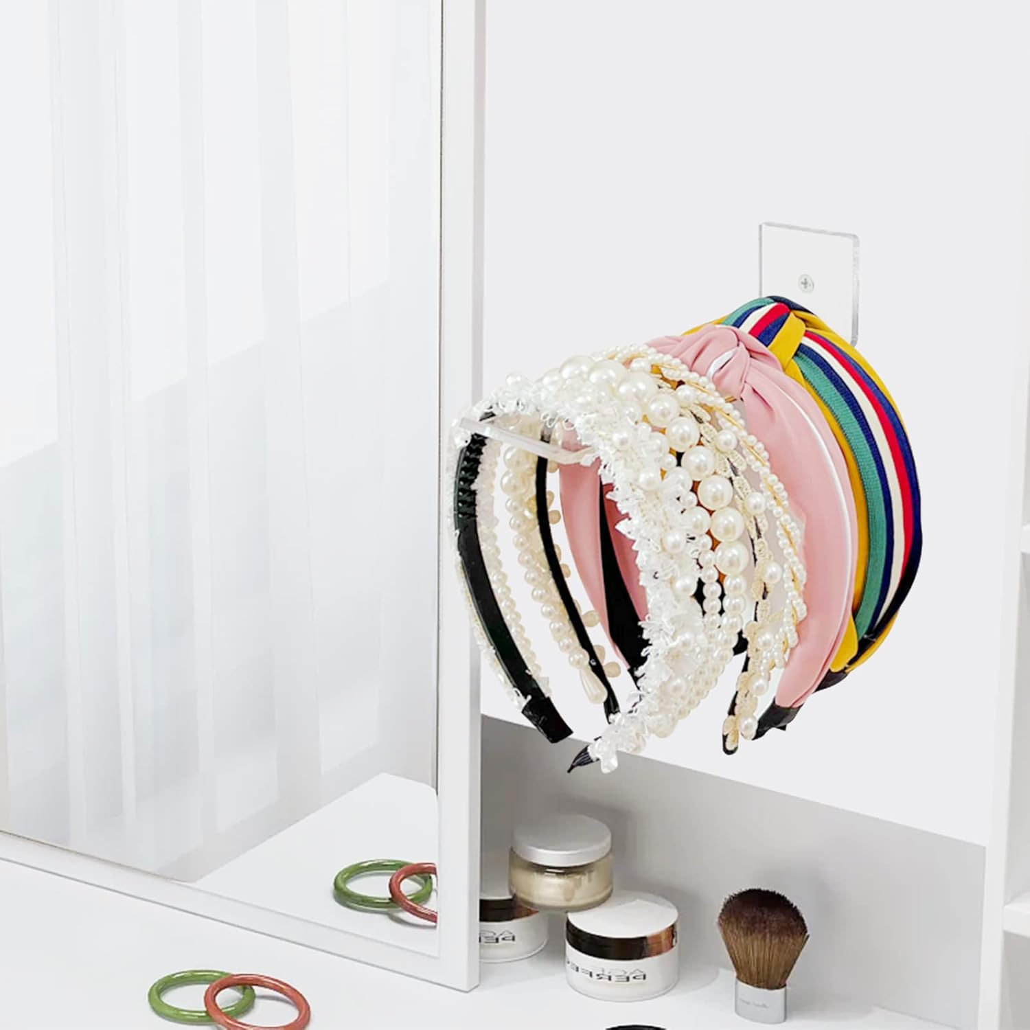 Bigfety Soporte para diadema de acrílico para pared, paquete de 6 unidades, organizador de diadema transparente para colgar para niñas y mujeres