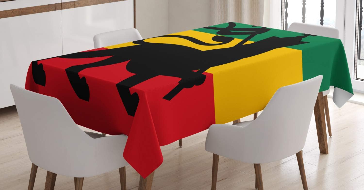 Ambesonne Mantel rastafari con diseño inspirado en la música, diseño de colores culturales, funda rectangular para decoración de comedor y cocina,