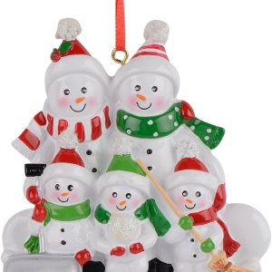 Adorno navideño personalizado para familia de 5 personas con pala, muñeco de nieve de familia de cinco, decoración de árbol de Navidad de Adorno navideño personalizado para familia de 5 personas con pala, muñeco de nieve de familia de cinco, decoración de árbol de Navidad de