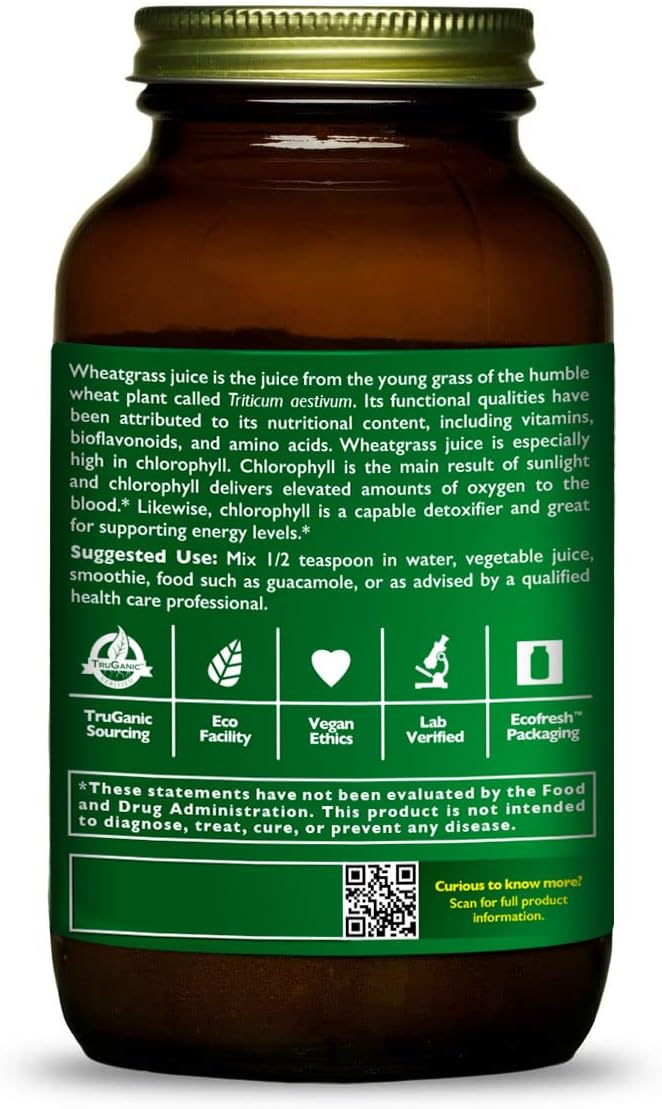 HEALTHFORCE SUPERFOODS Polvo de jugo de hierba de trigo – 8 oz en polvo