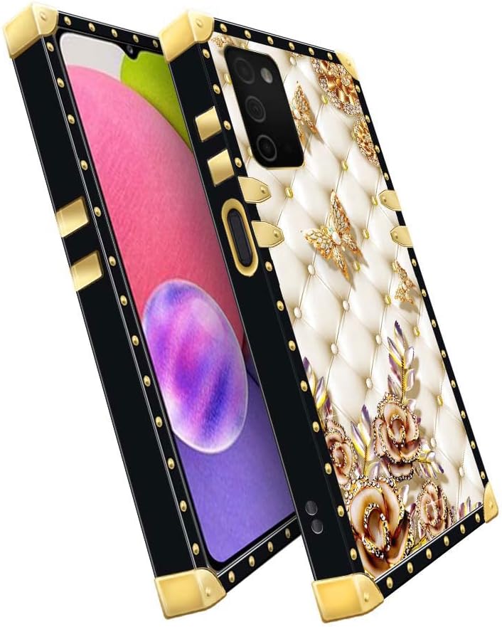 Funda compatible con Samsung Galaxy A03S 4G, TPU suave de lujo y parte trasera de policarbonato duro para niñas y mujeres, funda protectora a prueba