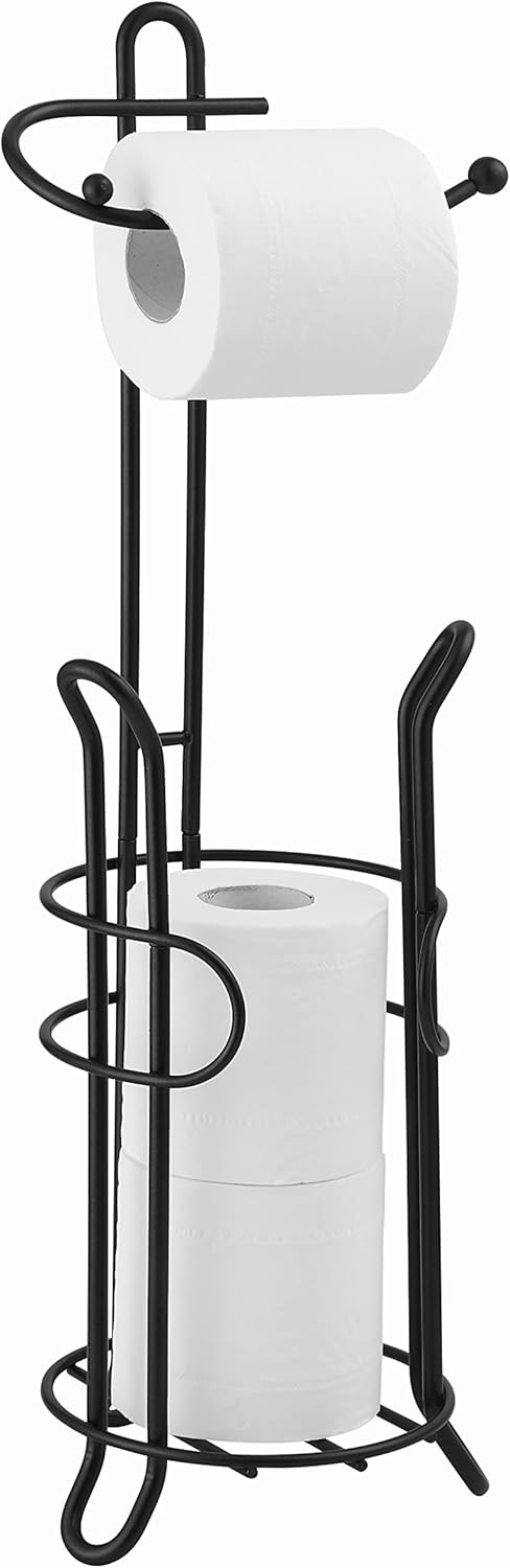SunnyPoint Soporte de almacenamiento de rollos de papel higiénico para baño con reserva, el área de reserva tiene suficiente espacio para almacenar