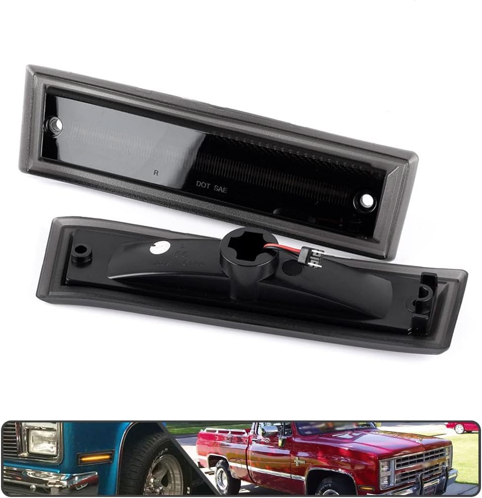 2 luces LED ámbar de marcador lateral para Chevy K5 Blazer GM CK RV Truck para GMC Jimmy 1984-1991 indicador de guardabarros delantero, luces