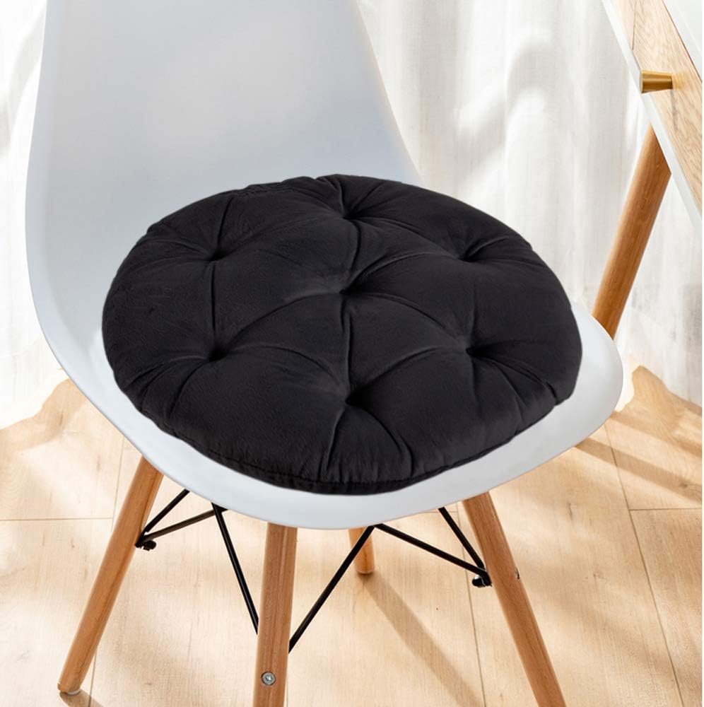 Big Hippo Almohadillas para silla con lazos, suaves almohadillas redondas gruesas de 17 pulgadas para jardín, patio, hogar, cocina, oficina o