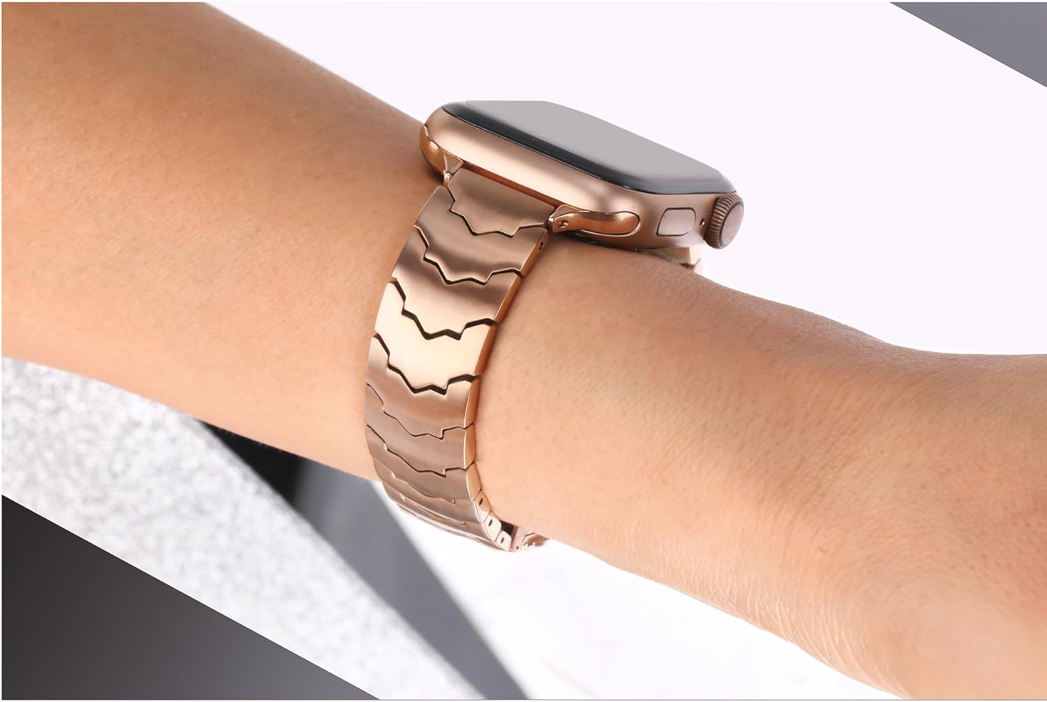 Secbolt Correa de acero inoxidable compatible con Apple Watch Band de 1.496 pulgadas, 1.575 pulgadas, 1.614 pulgadas, iWatch Series 987654321SE,