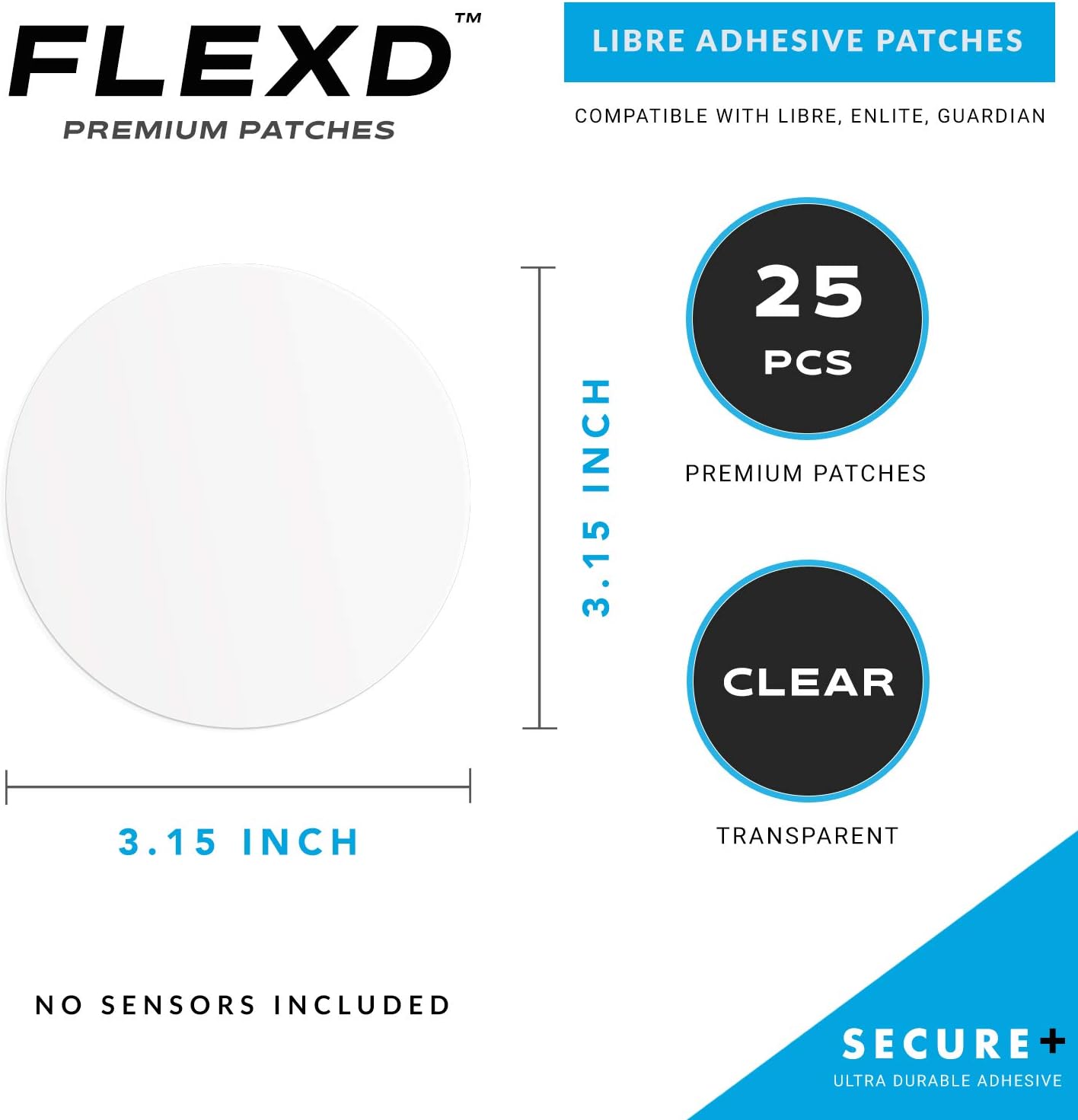 Freestyle 2 Cubiertas de sensor (25 PCS) – para parches CGM adhesivos libres – transparente