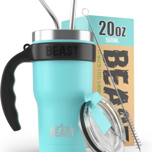 BEAST – Juego de vasos de 20 onzas con asa, taza de café de acero inoxidable + 2 cepillos para pajillas, caja de regalo y mango negro BEAST – Juego de vasos de 20 onzas con asa, taza de café de acero inoxidable + 2 cepillos para pajillas, caja de regalo y mango negro