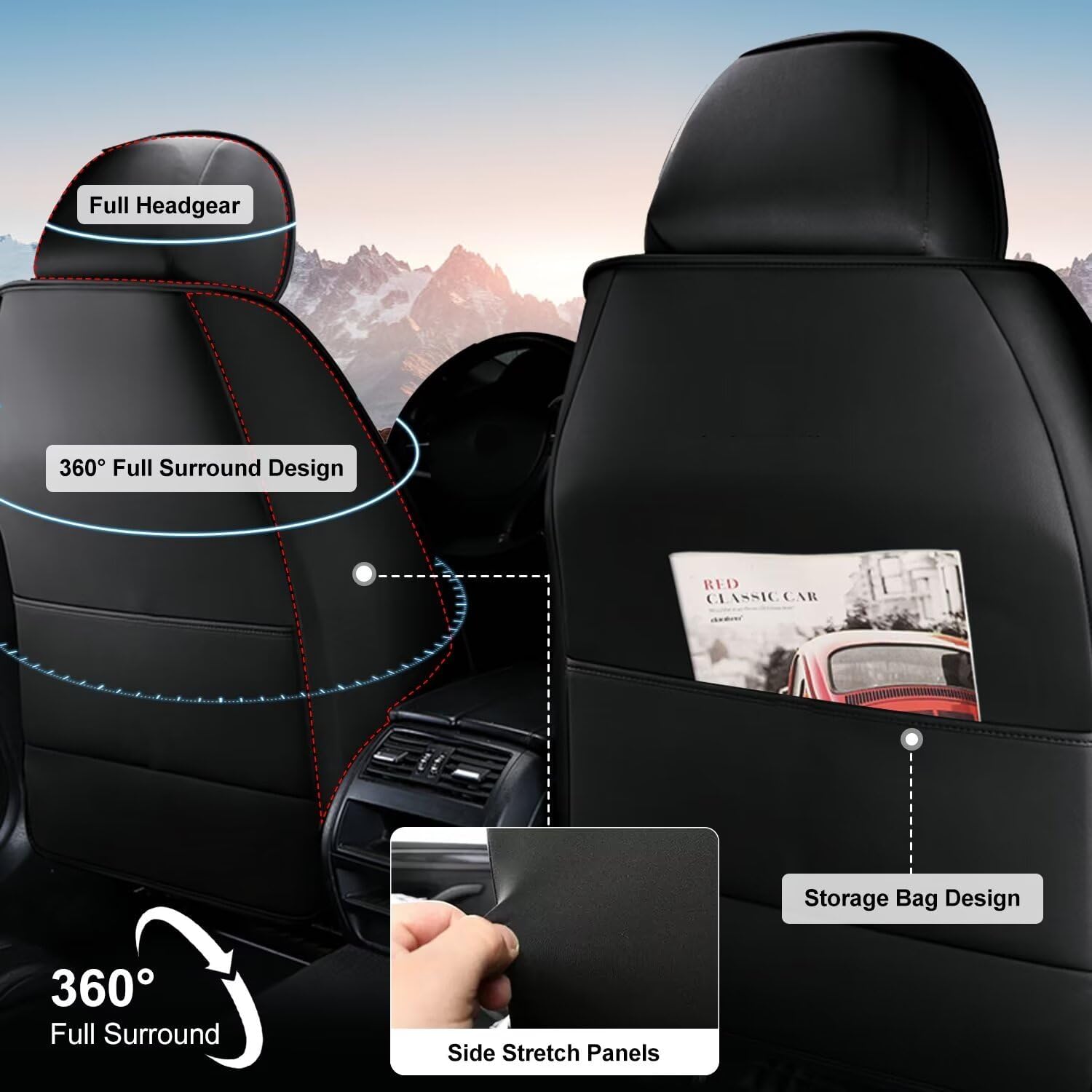 Juego completo de fundas de asiento para automóvil compatibles con Kia Optima 2002-2020, cojines de asiento de cuero para automóviles,