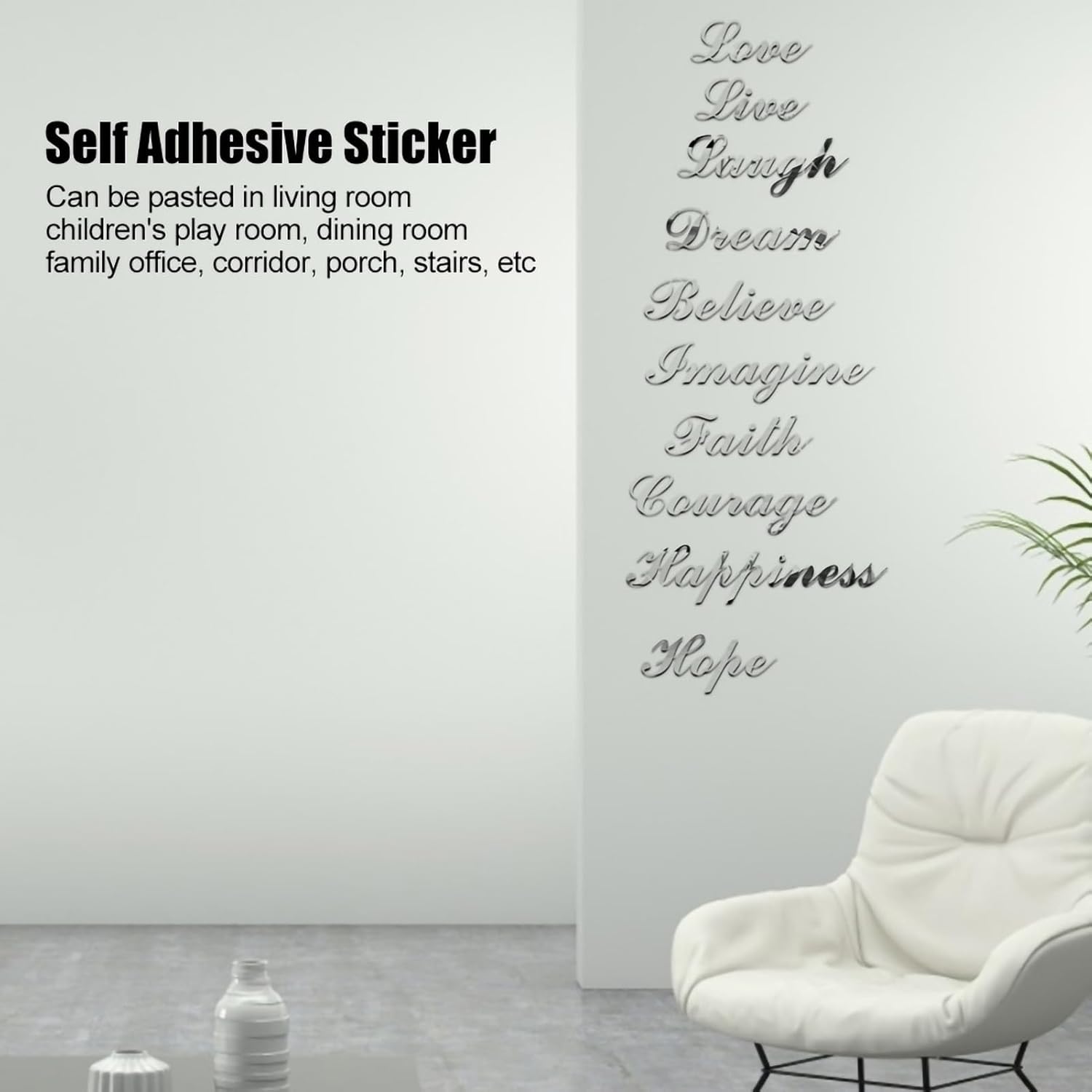 Adhesivos de pared, decoración de habitación, decoración de pared, espejo de sala de estar para el hogar, adhesivo de acrílico autoadhesivo para